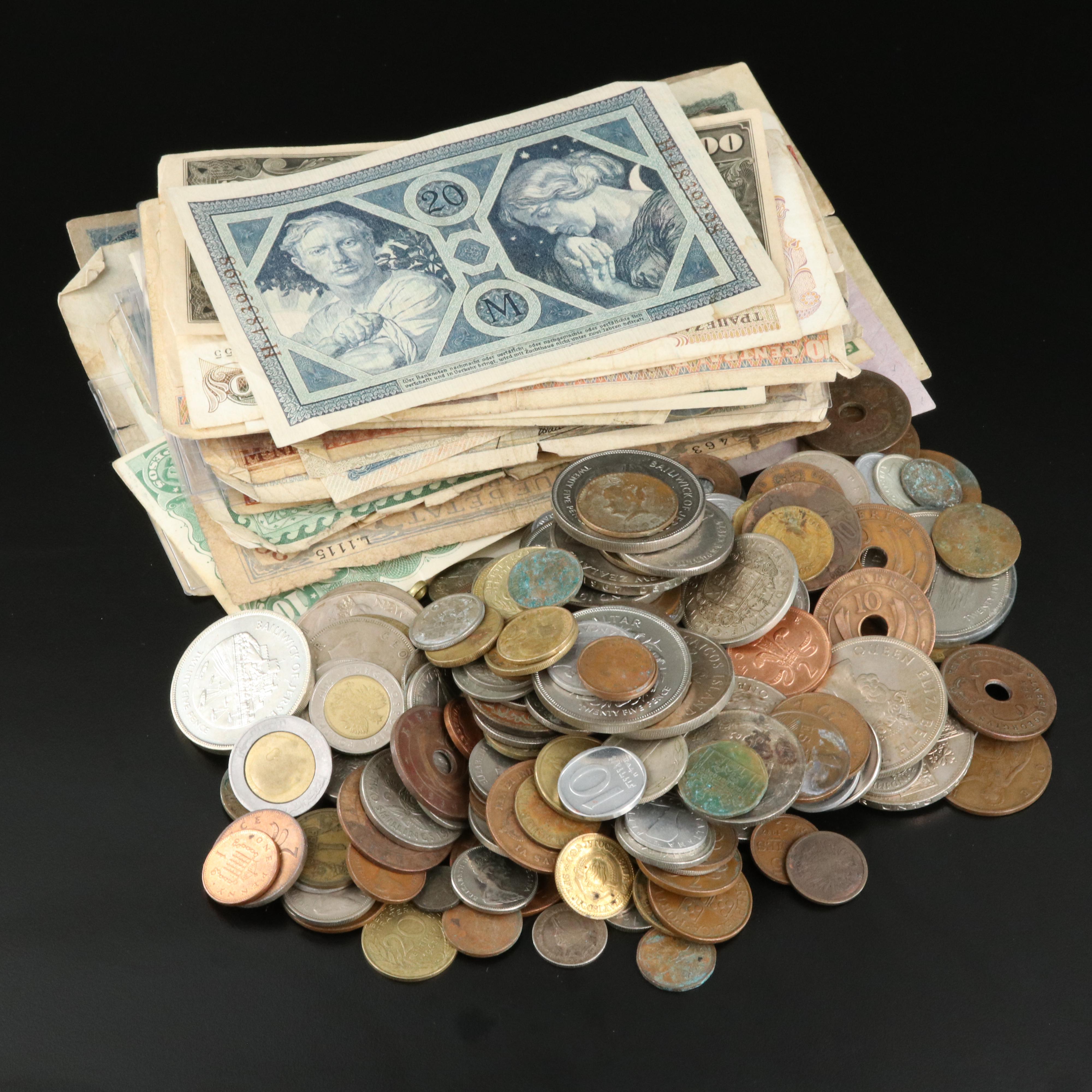Assortment of Foreign Coins and Currency