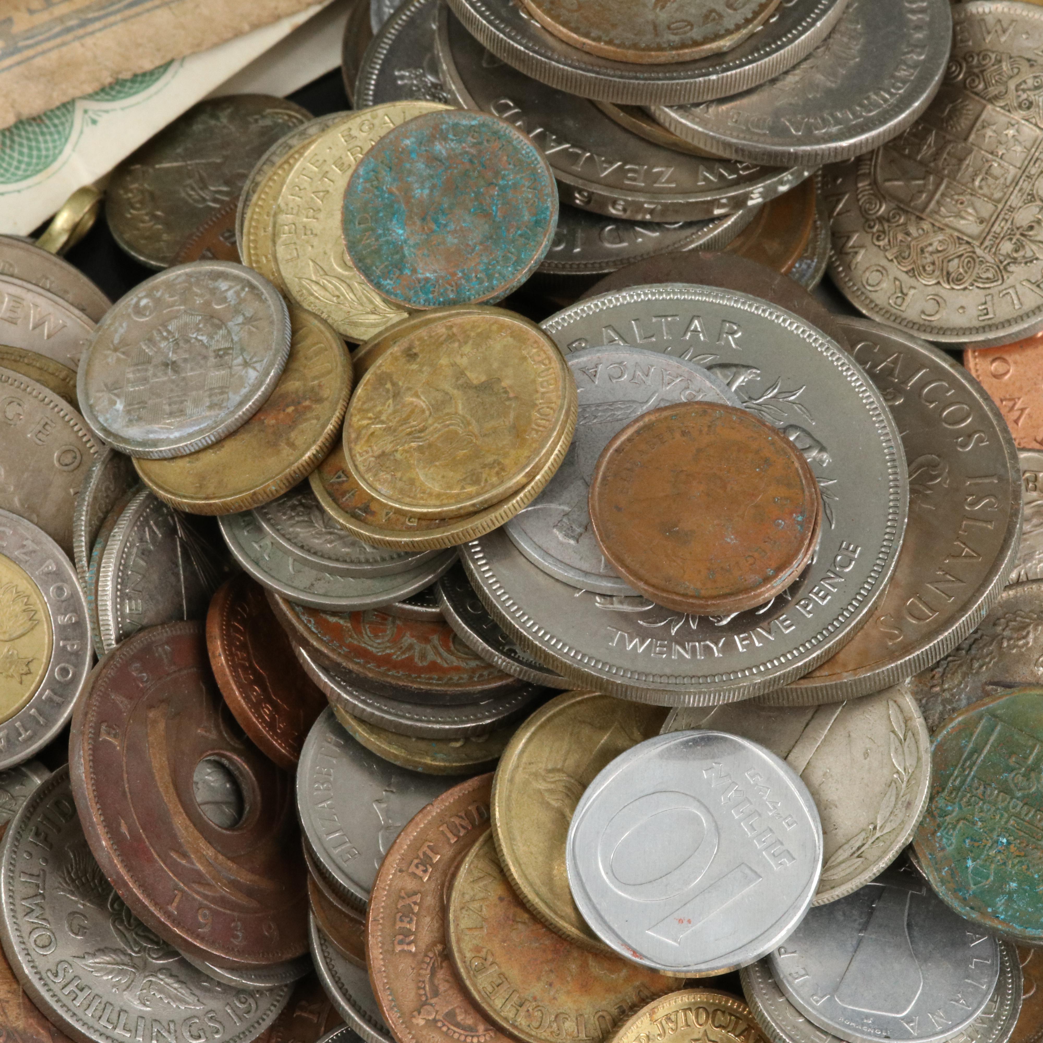 Assortment of Foreign Coins and Currency