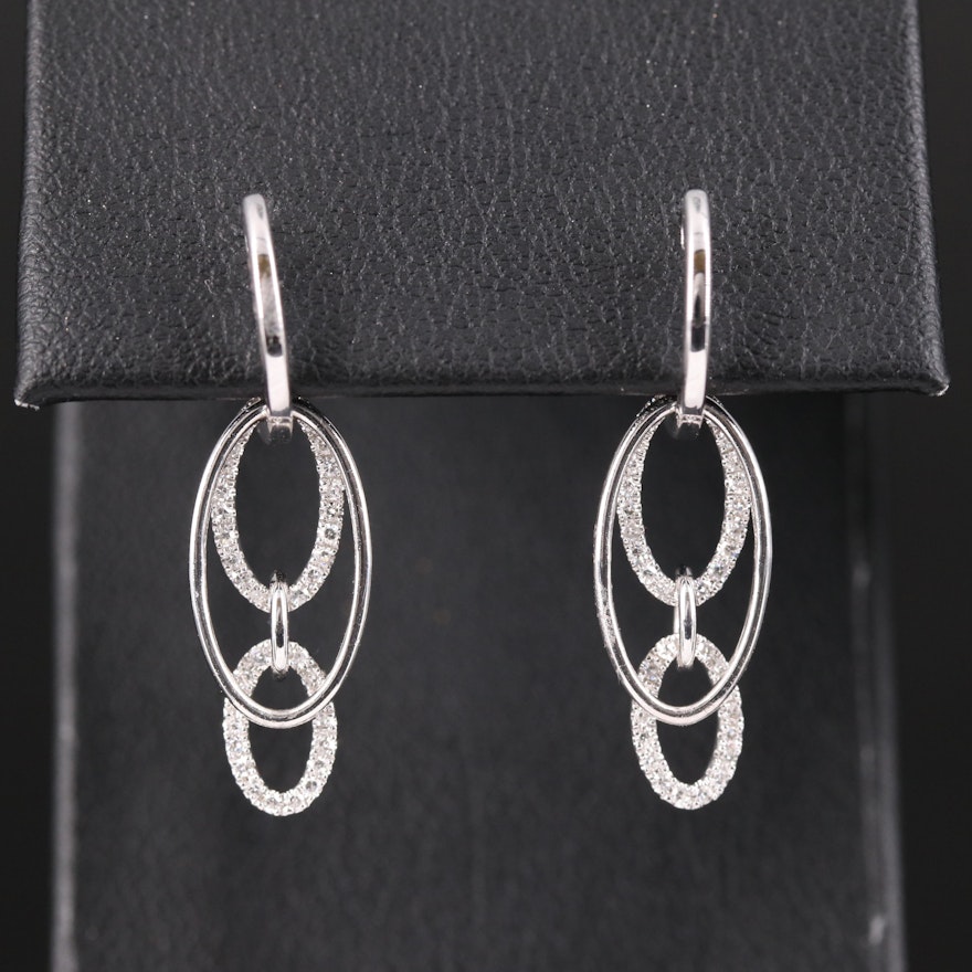 14K 0.23 CTW Diamond Oval Drop Earrings