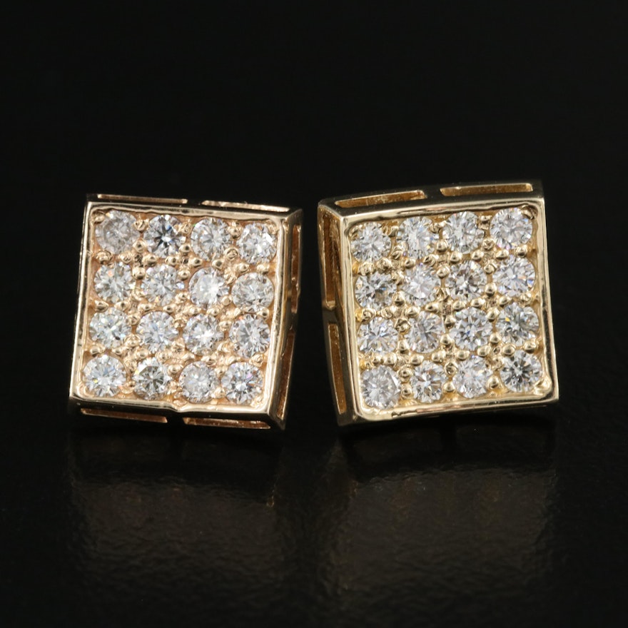 14K 0.96 CTW Pavé Diamond Earrings