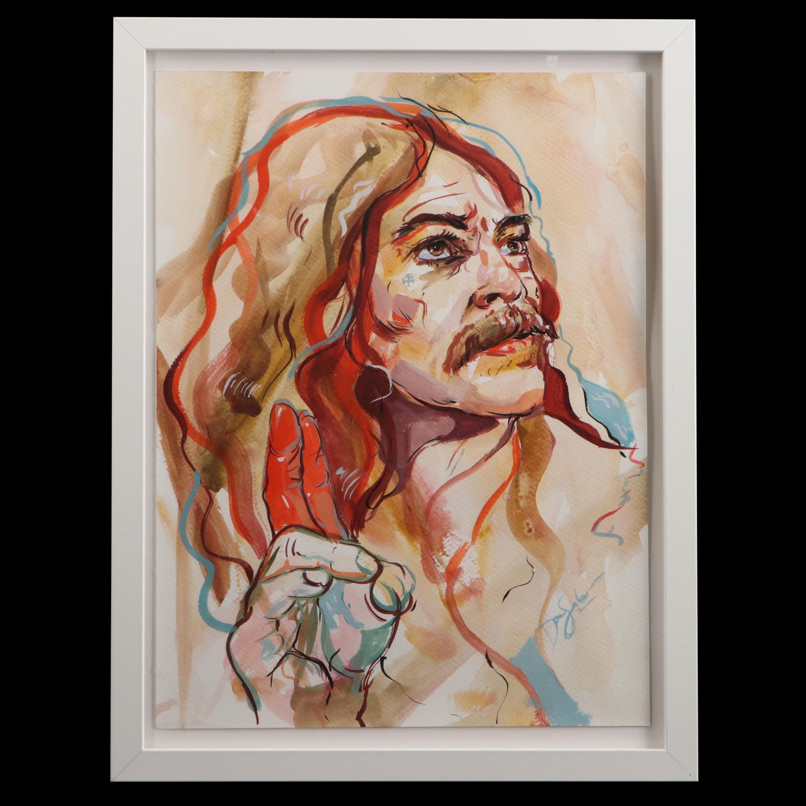 Daniel Sabau Watercolor and Gouache Painting "The Farewell," 2022