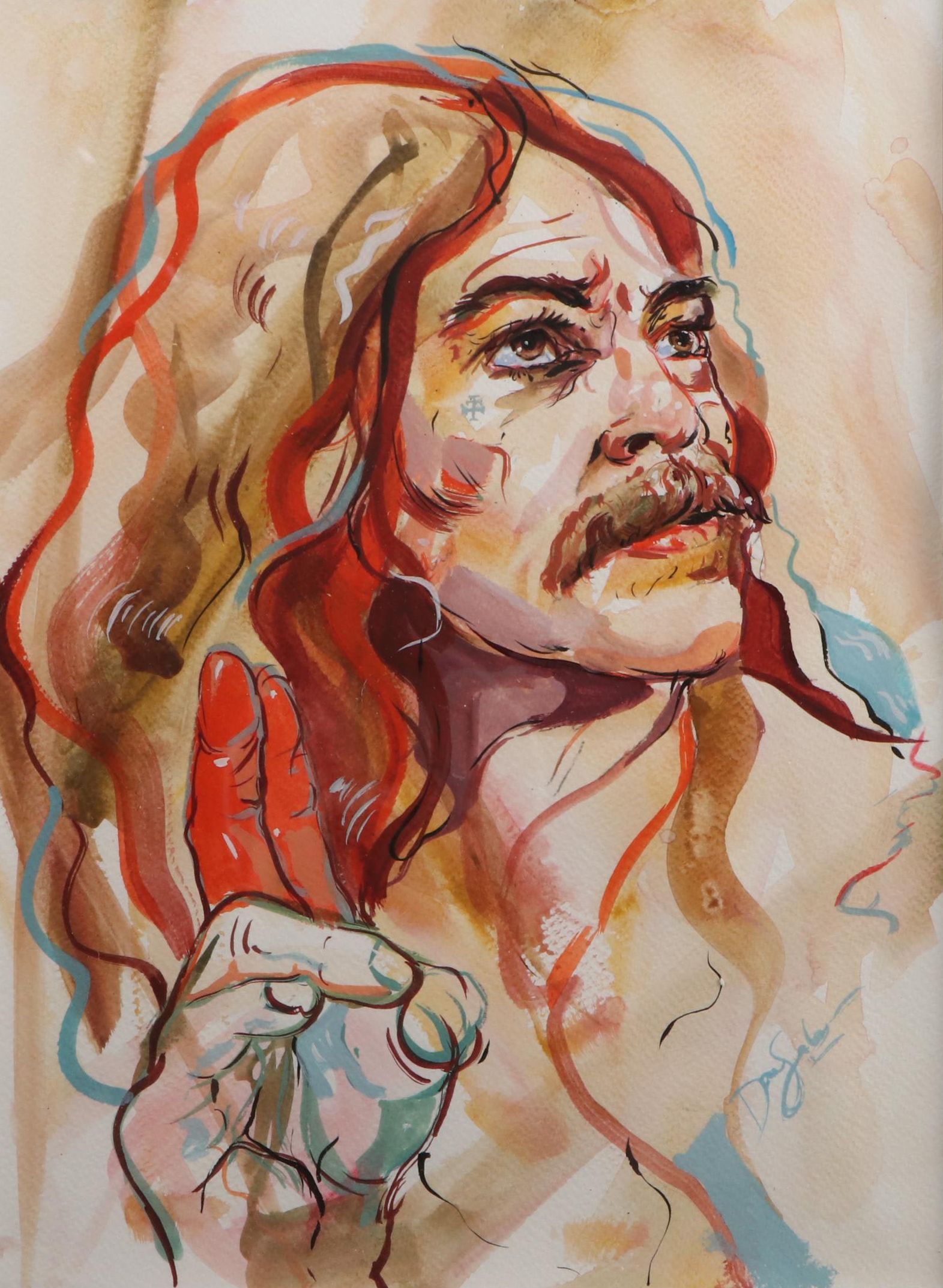 Daniel Sabau Watercolor and Gouache Painting "The Farewell," 2022