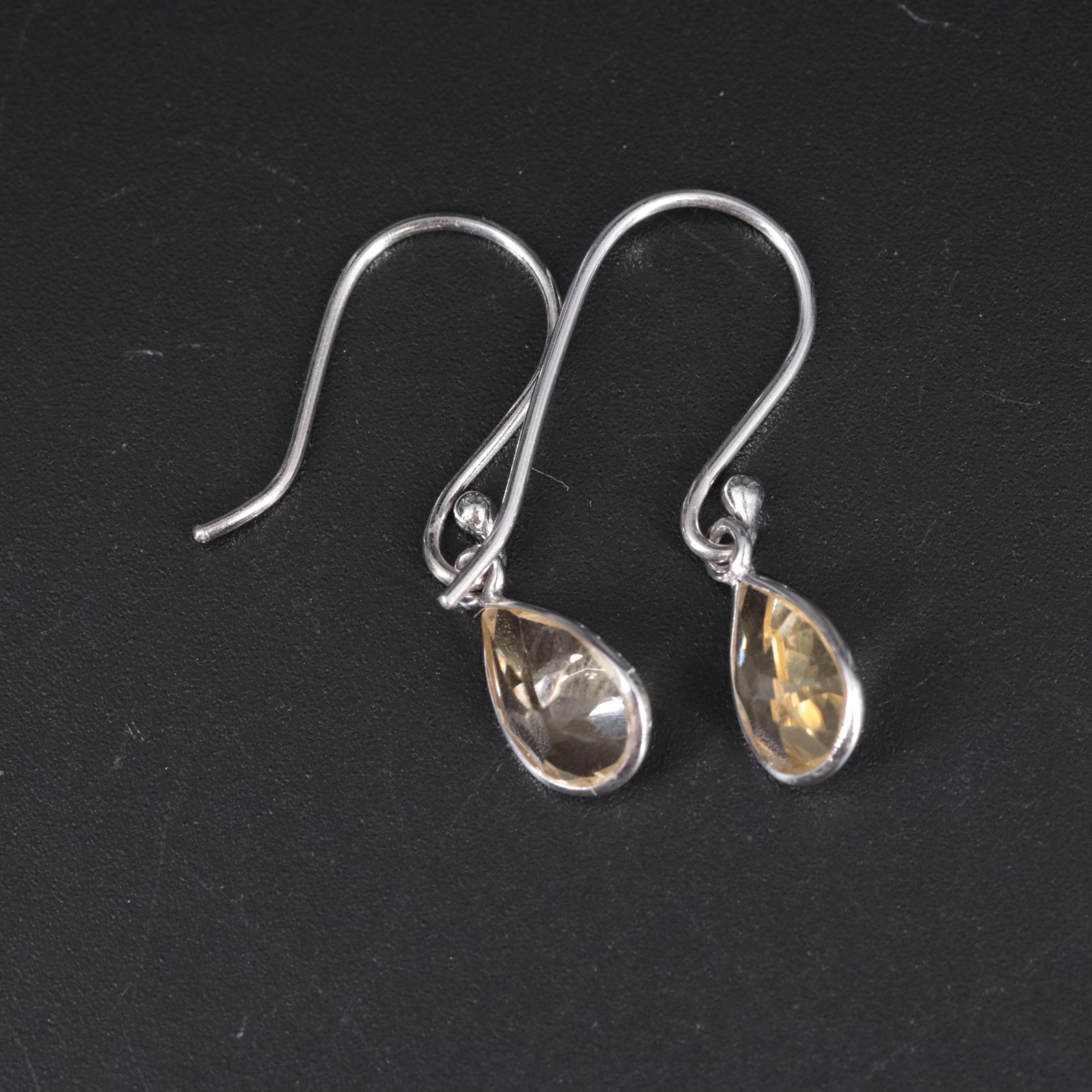 Sterling Silver Citrine Drop Earrings