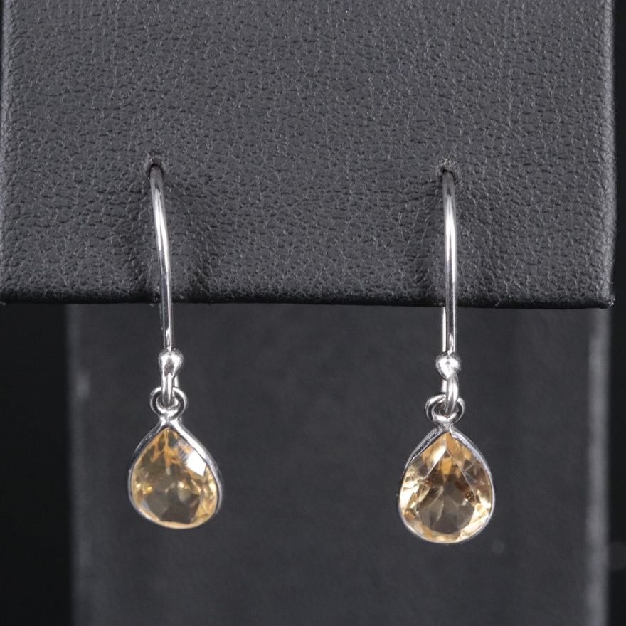 Sterling Silver Citrine Drop Earrings