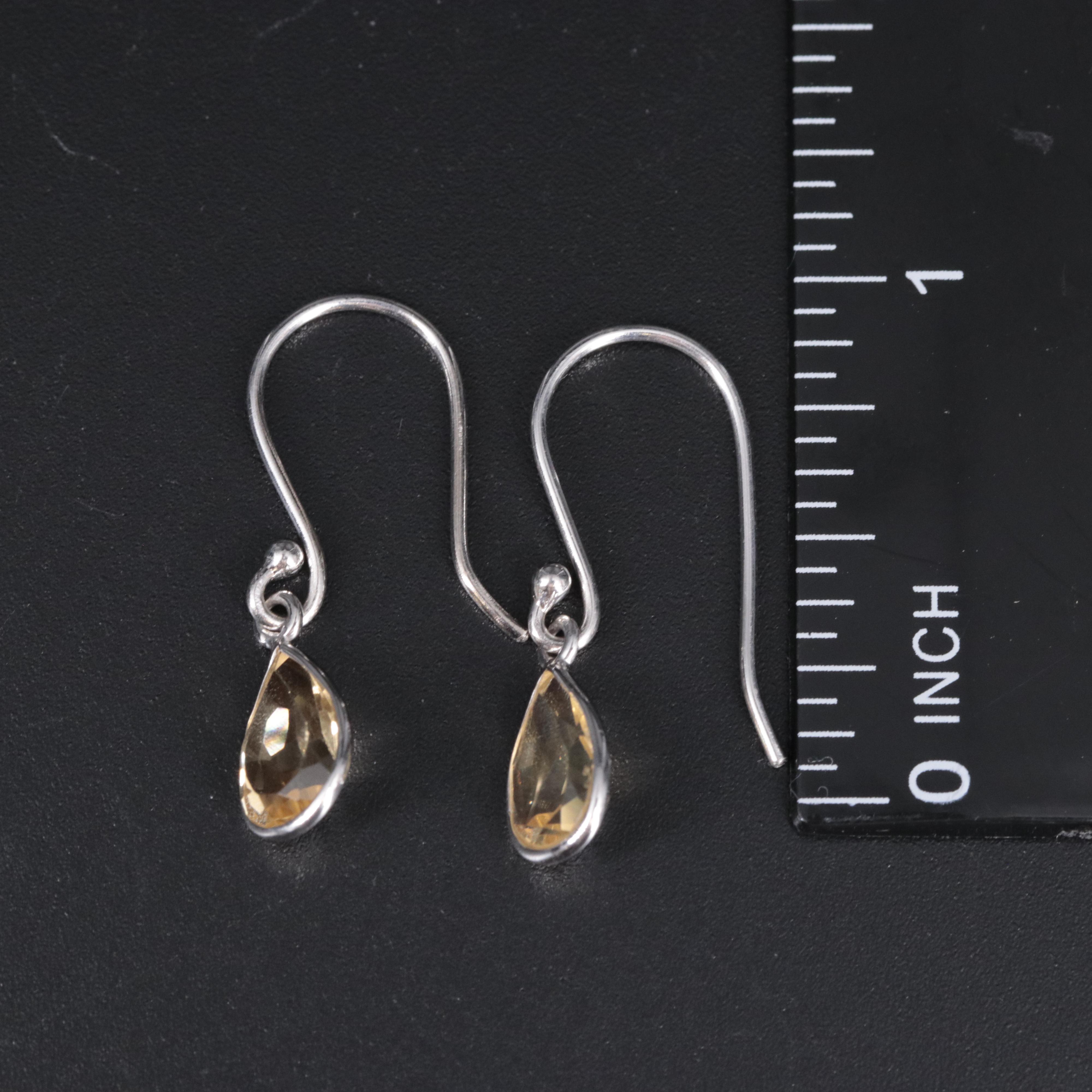 Sterling Silver Citrine Drop Earrings