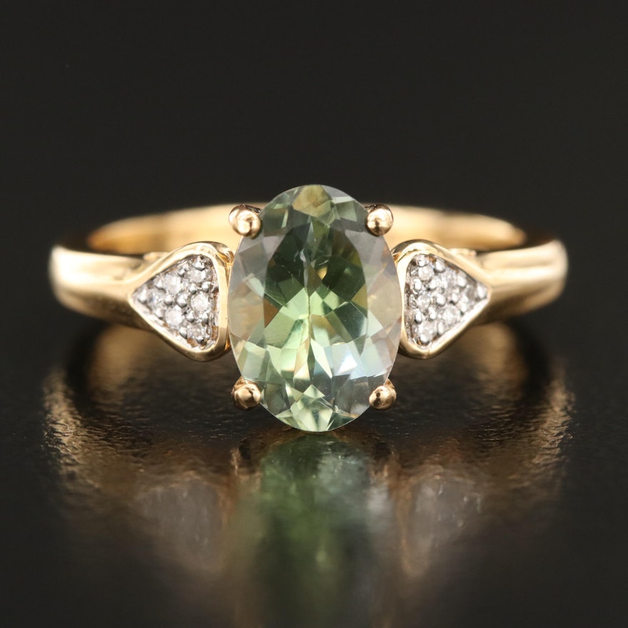 18K Zoisite and Diamond Ring