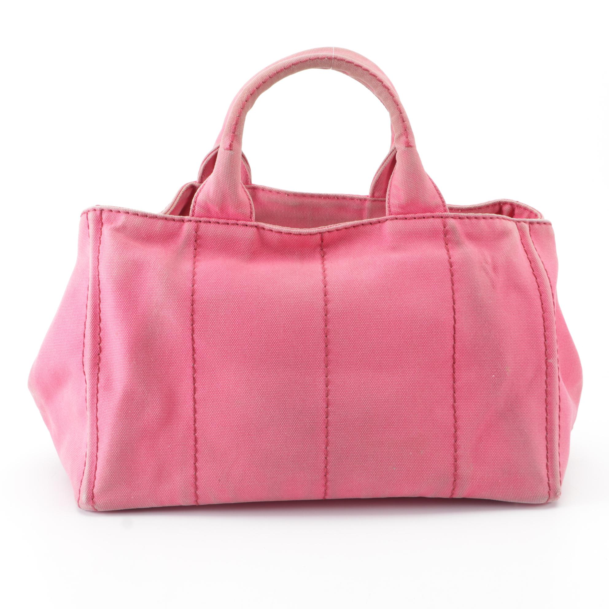 Prada Canapa Logo Large Tote Bag in Pink Canvas