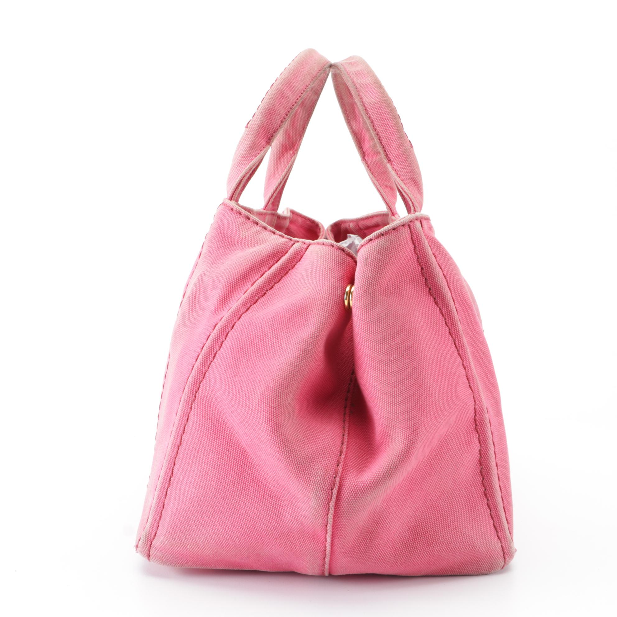 Prada Canapa Logo Large Tote Bag in Pink Canvas