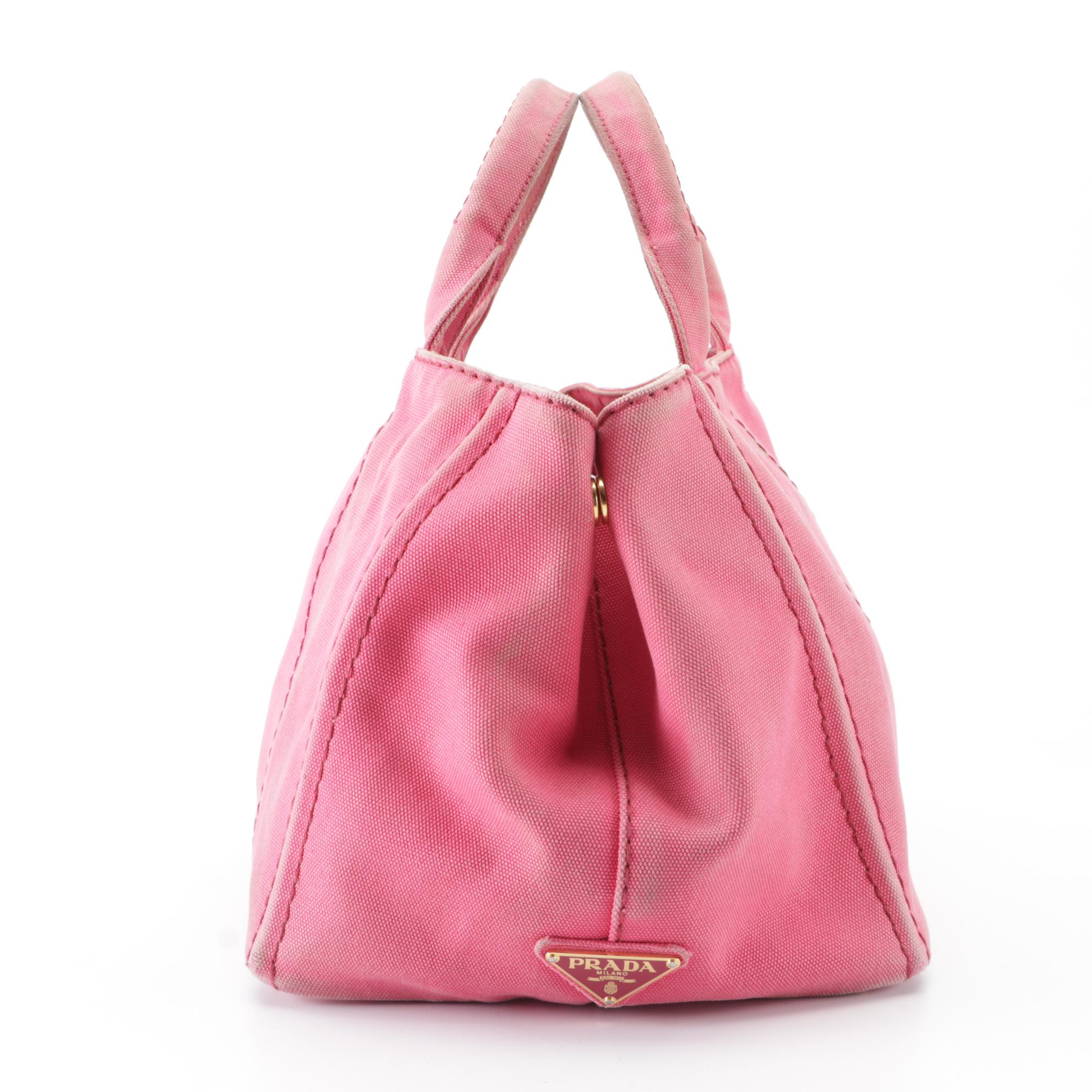 Prada Canapa Logo Large Tote Bag in Pink Canvas