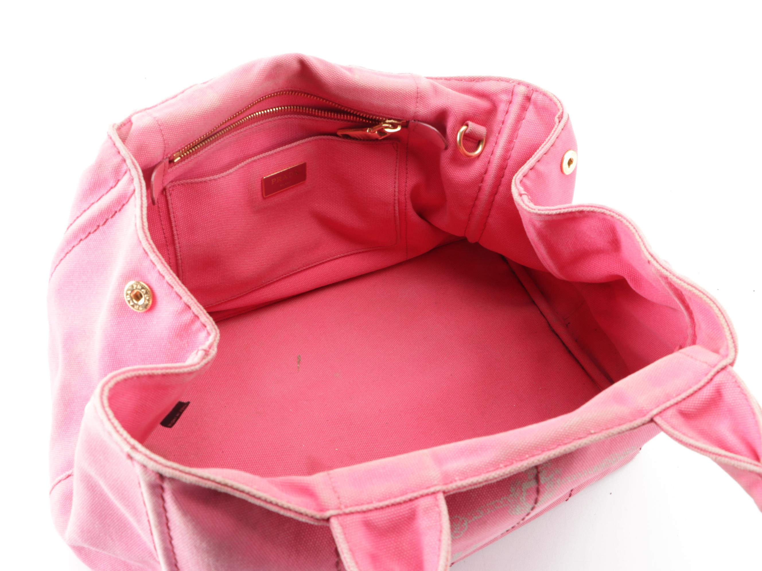 Prada Canapa Logo Large Tote Bag in Pink Canvas