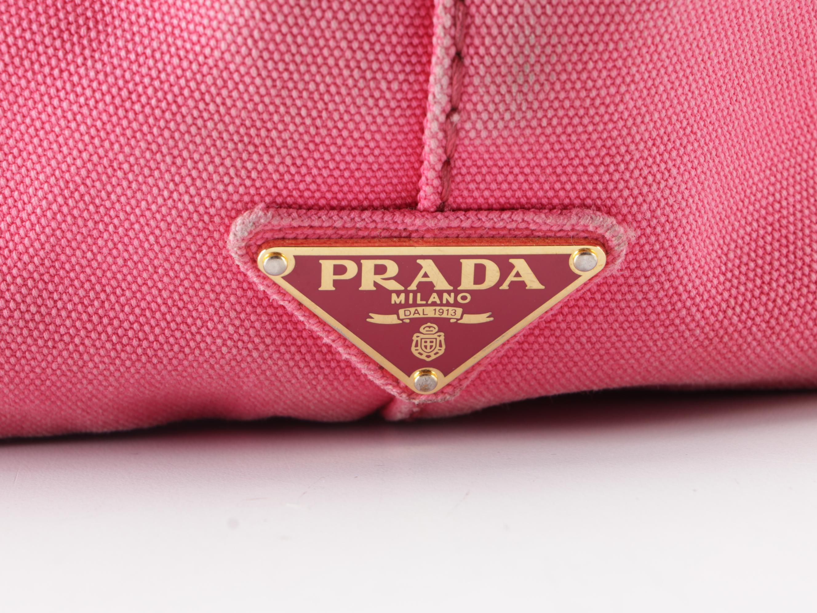 Prada Canapa Logo Large Tote Bag in Pink Canvas