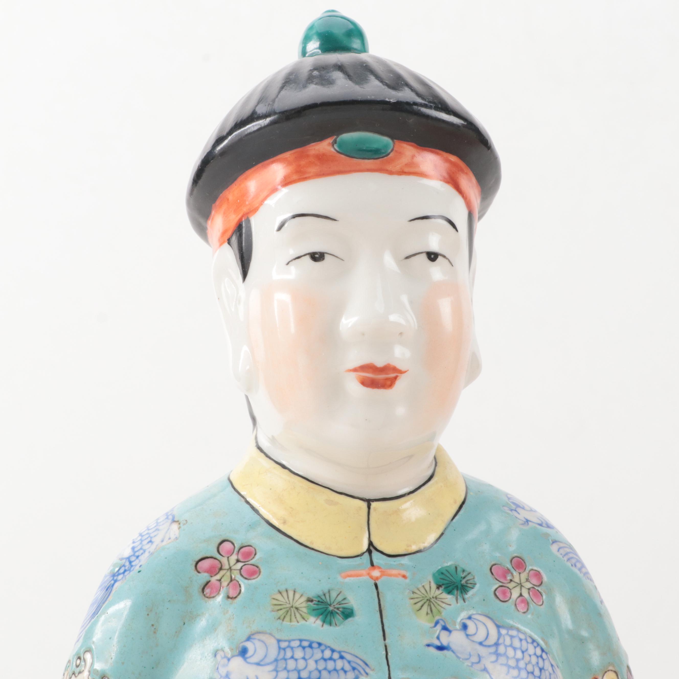 Chinese Famille Rose Porcelain Figurines,  Late 20th Century
