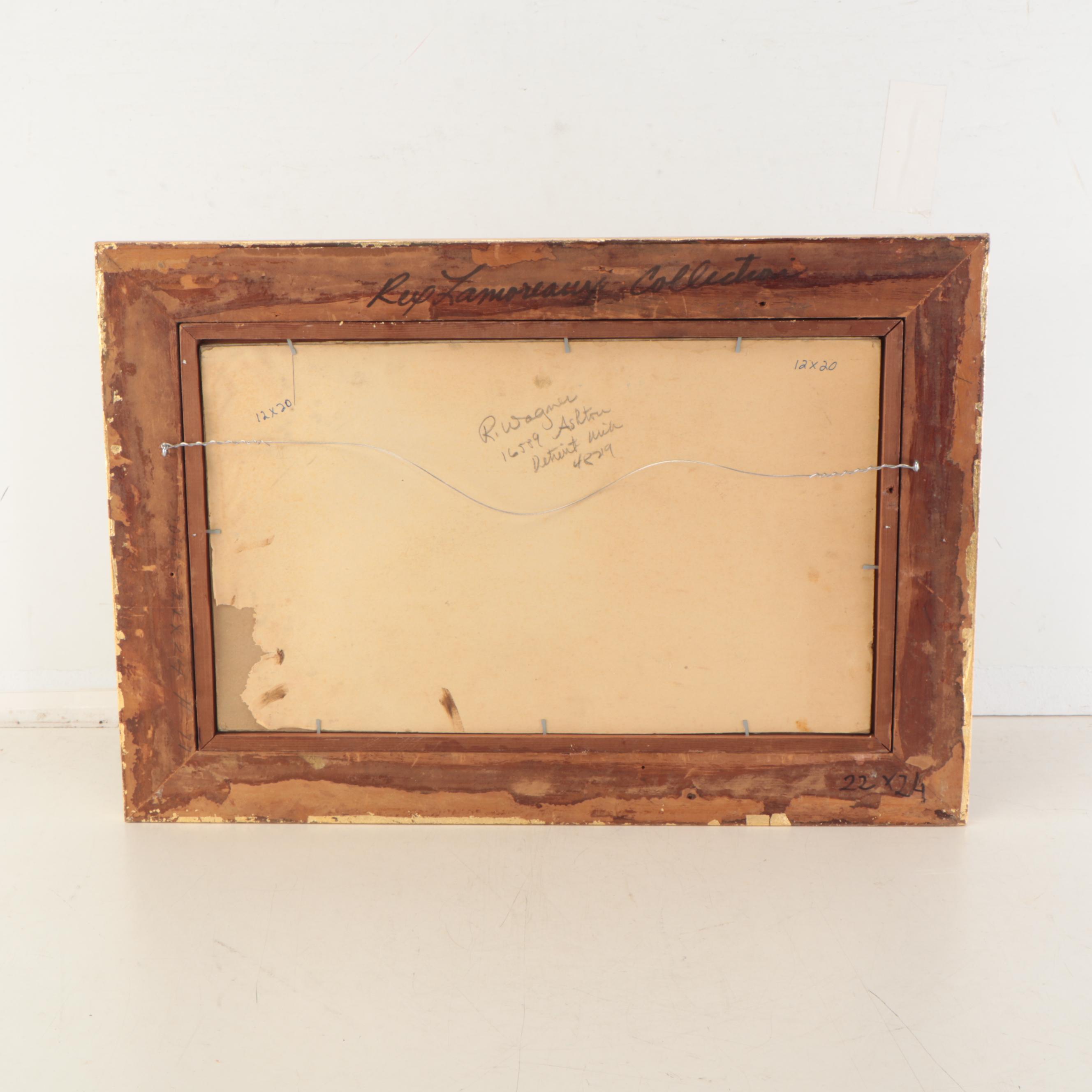 R. Wagner Oil Painting of Race at Churchill Downs, Circa 1960