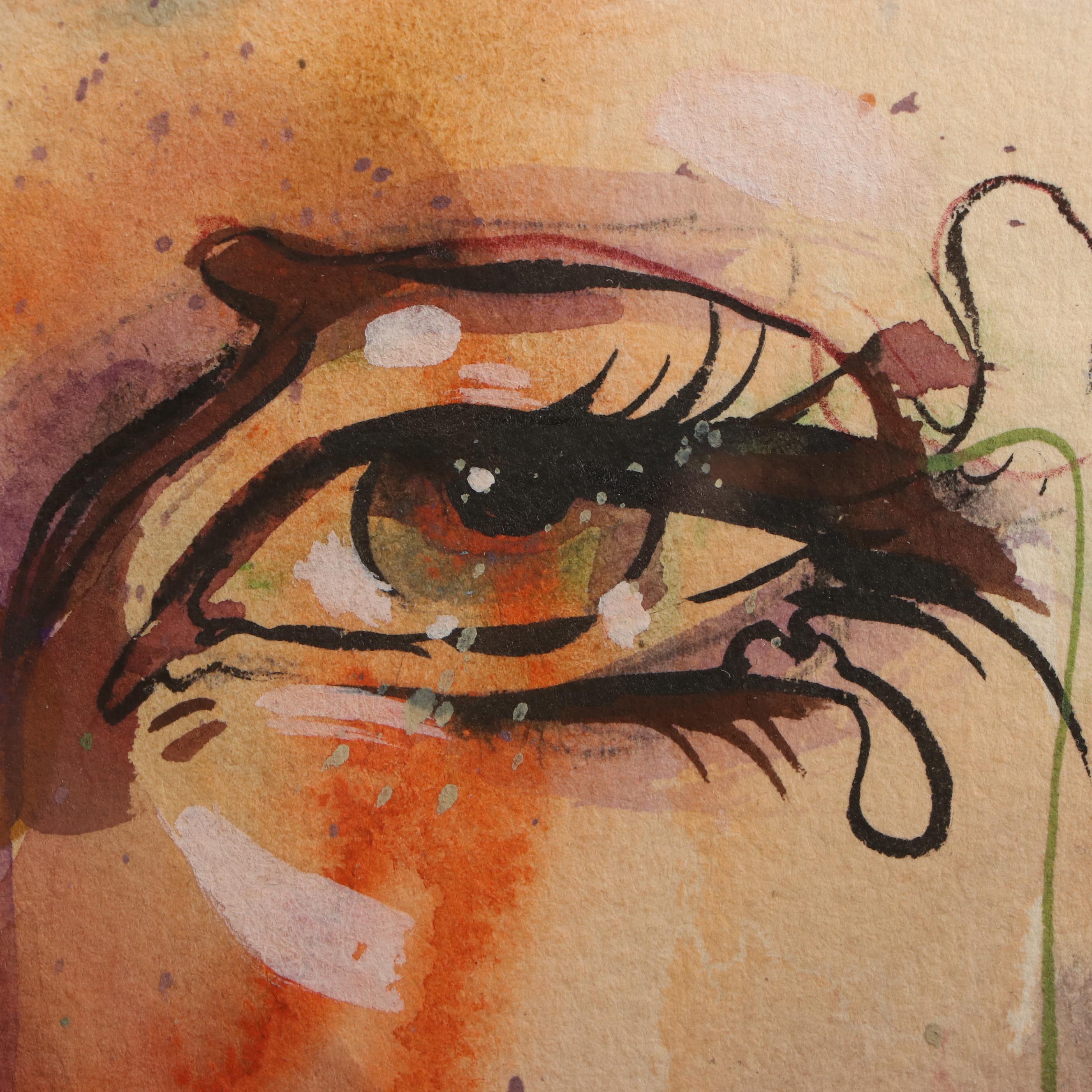 Daniel Sabau Portrait Watercolor and Gouache Painting "The Visionary," 2022