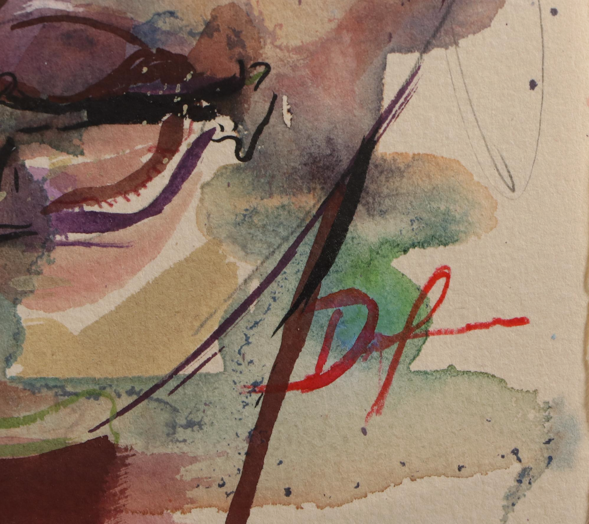 Daniel Sabau Portrait Watercolor and Gouache Painting "The Visionary," 2022