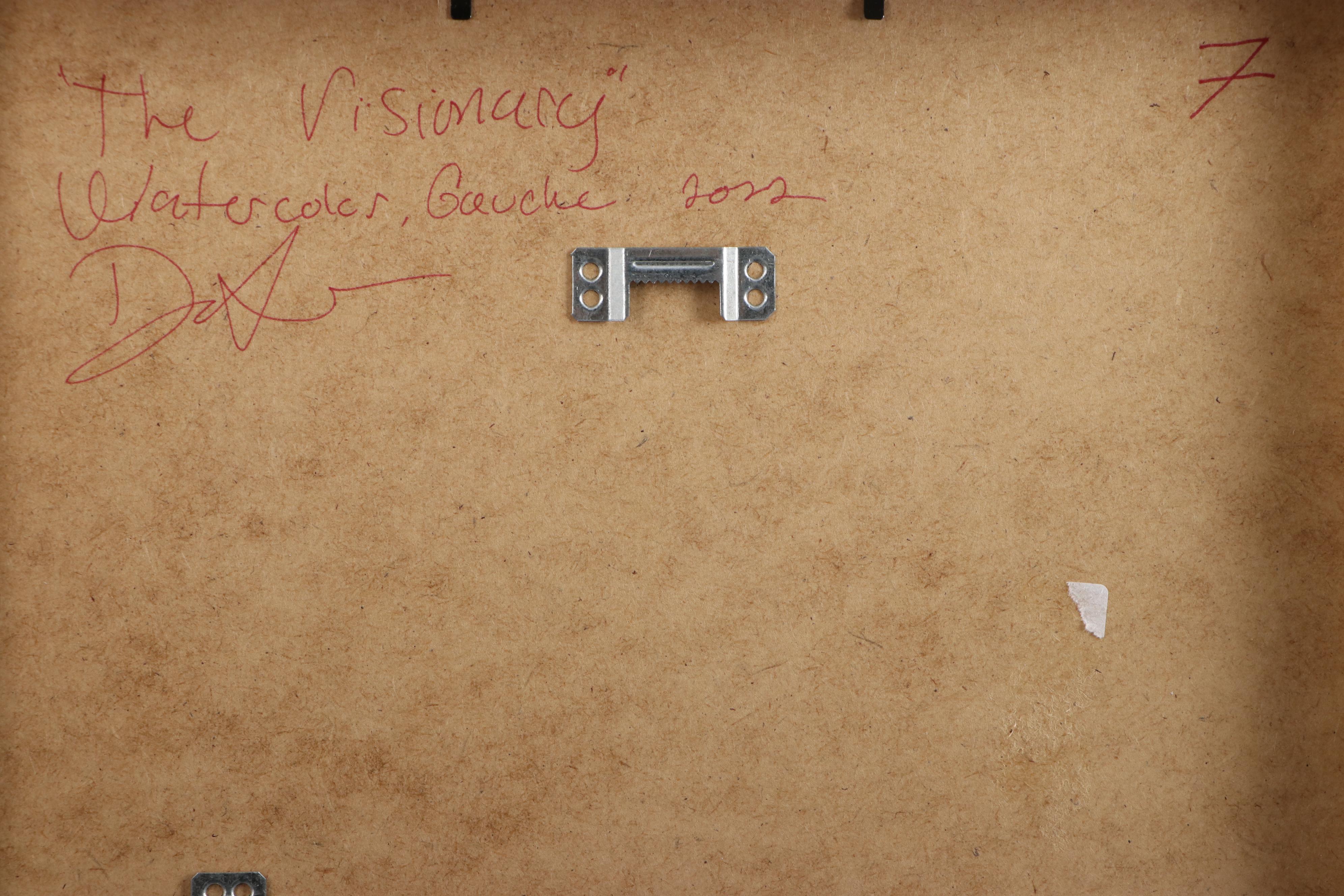 Daniel Sabau Portrait Watercolor and Gouache Painting "The Visionary," 2022