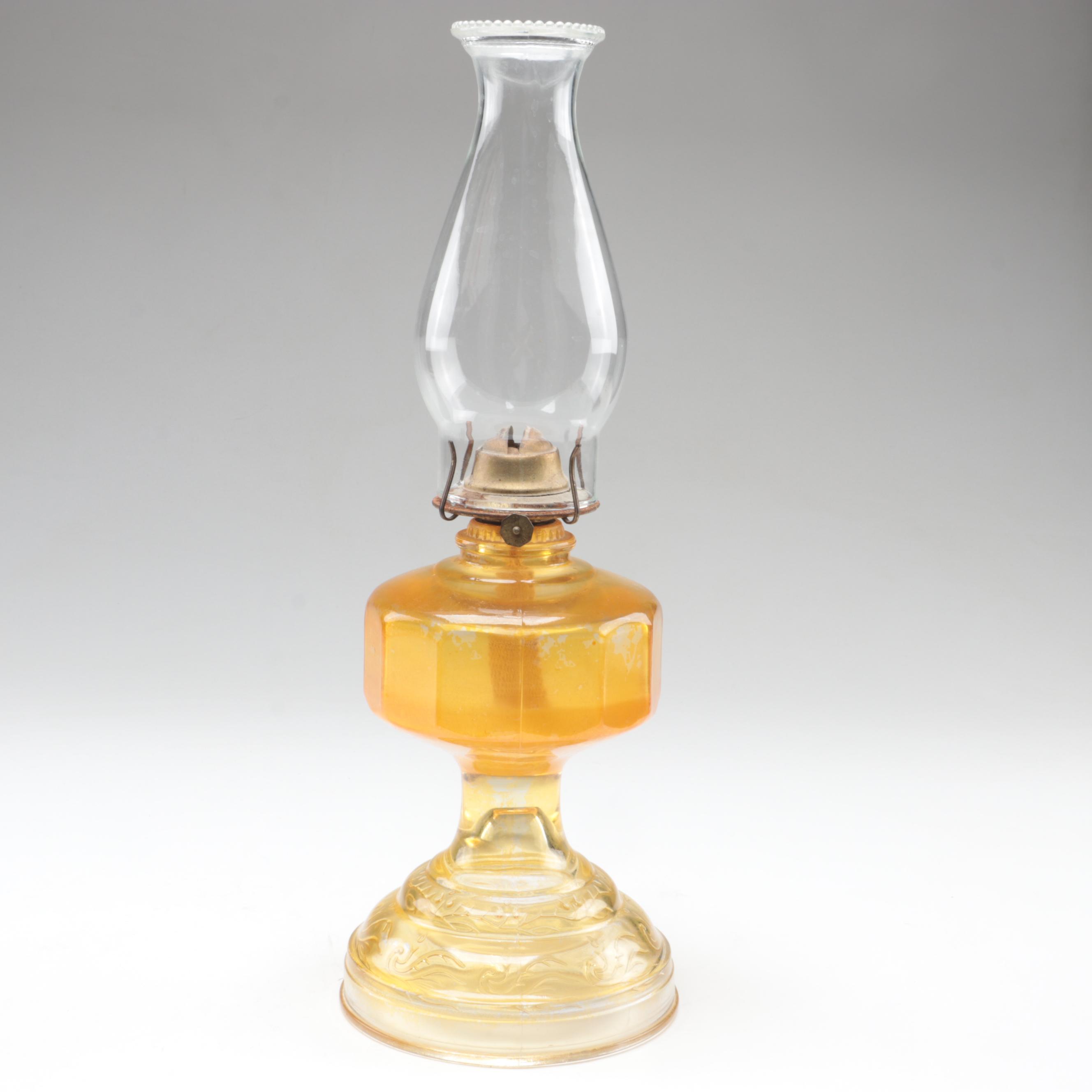 Plume & Atwood Pressed Glass Oil Lamps with Other Oil Lamp