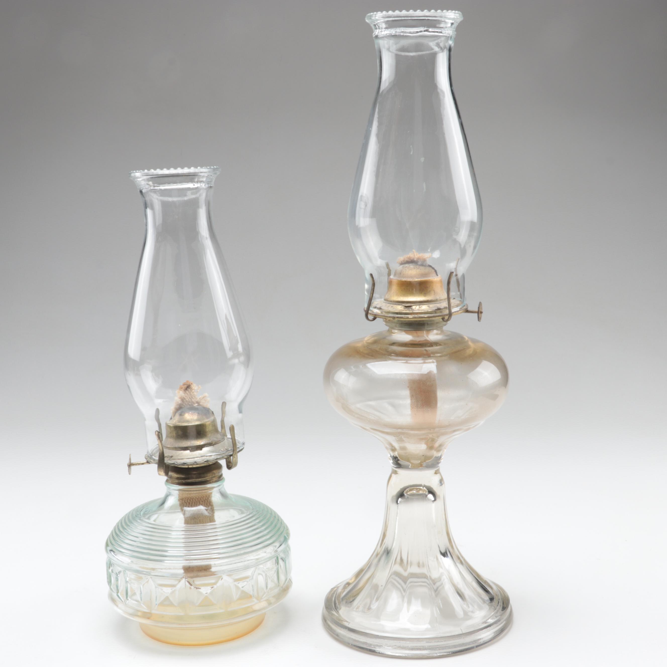 Plume & Atwood Pressed Glass Oil Lamps with Other Oil Lamp