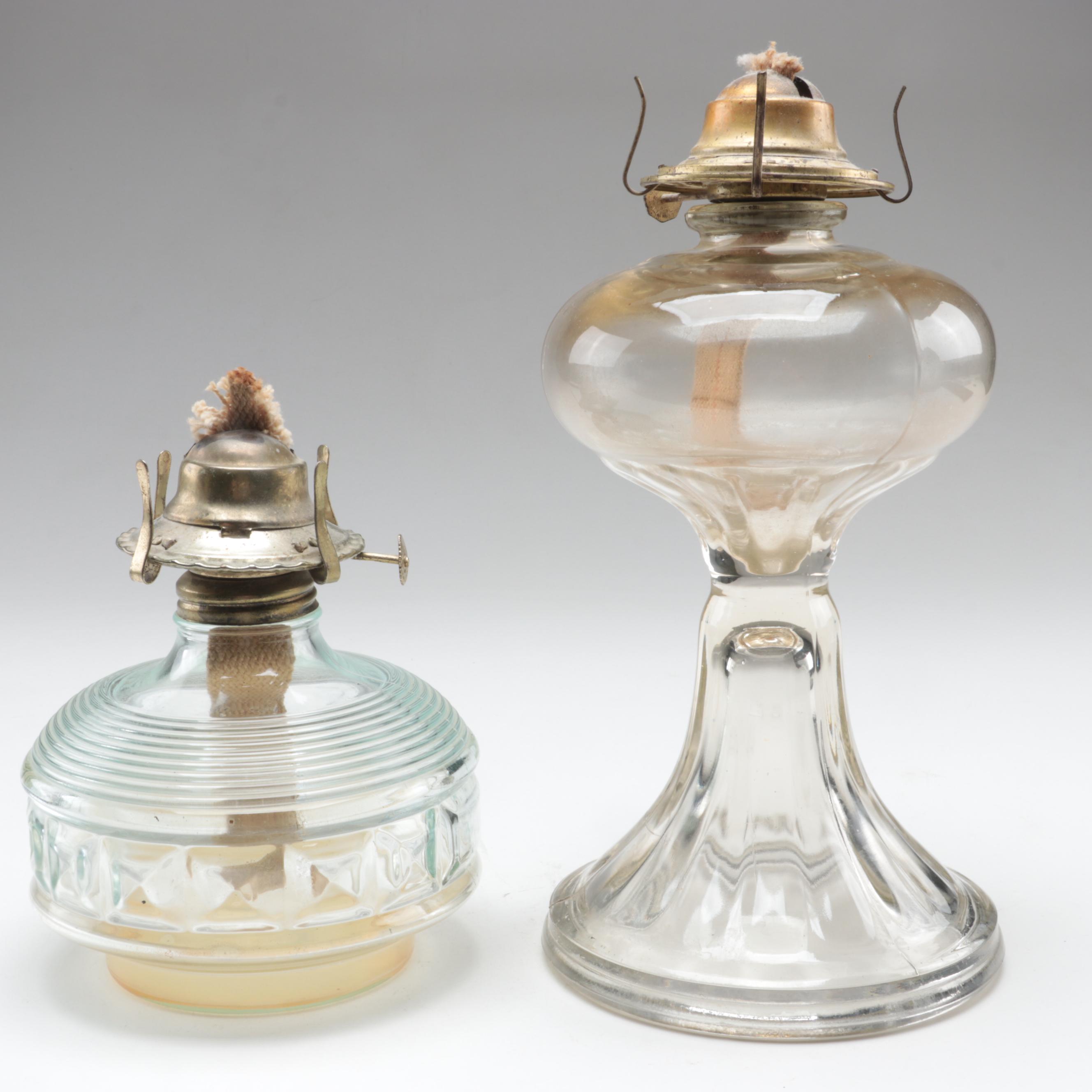 Plume & Atwood Pressed Glass Oil Lamps with Other Oil Lamp