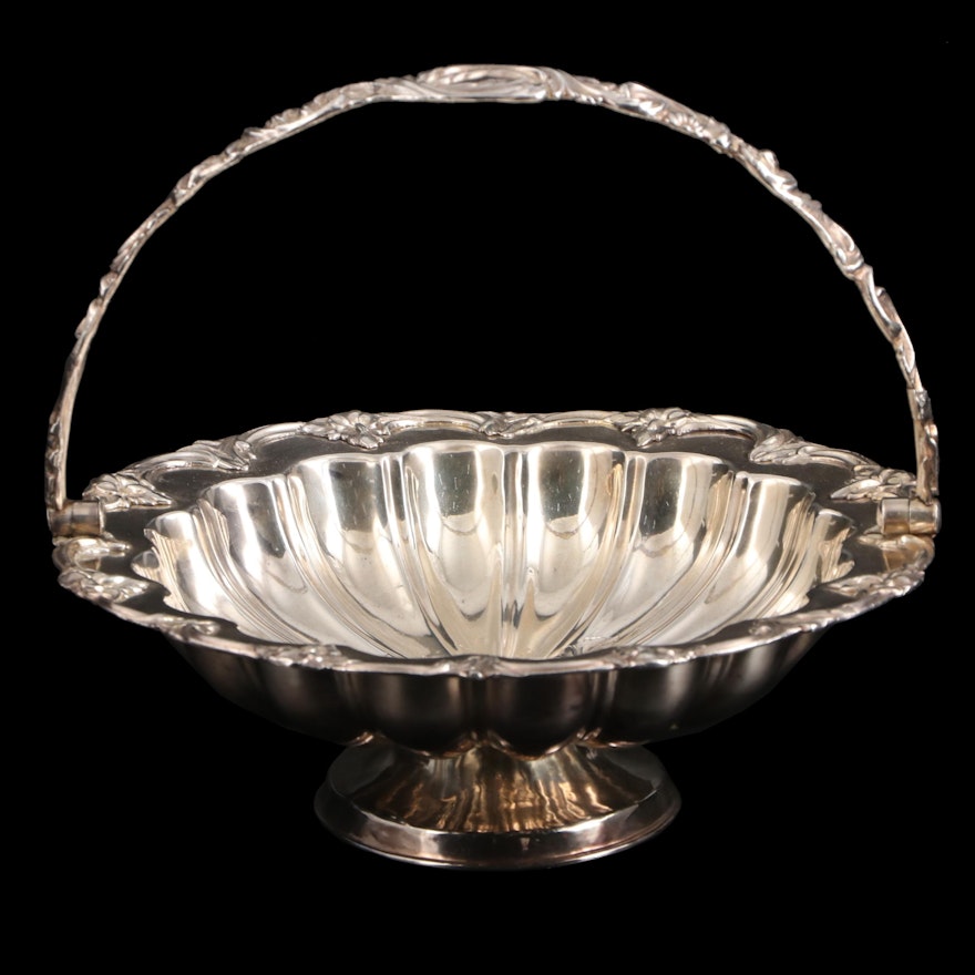 Silver Plate Chased Bride's Basket