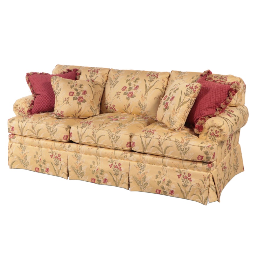 Wesley Hall Floral-Upholstered Roll-Arm Sofa