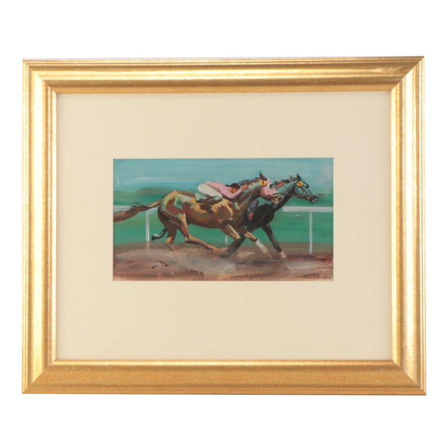 Robert Bonfils Oil Painting of Horses Racing