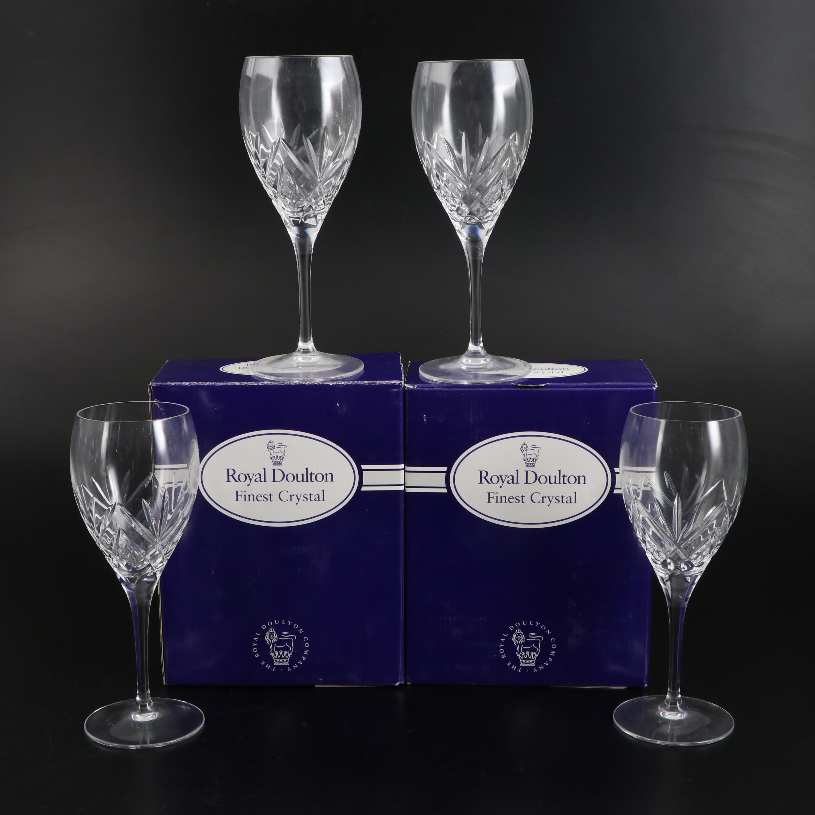 Royal Doulton "Juliette" Crystal Water Goblets and Wine Glasses, 2000-2001