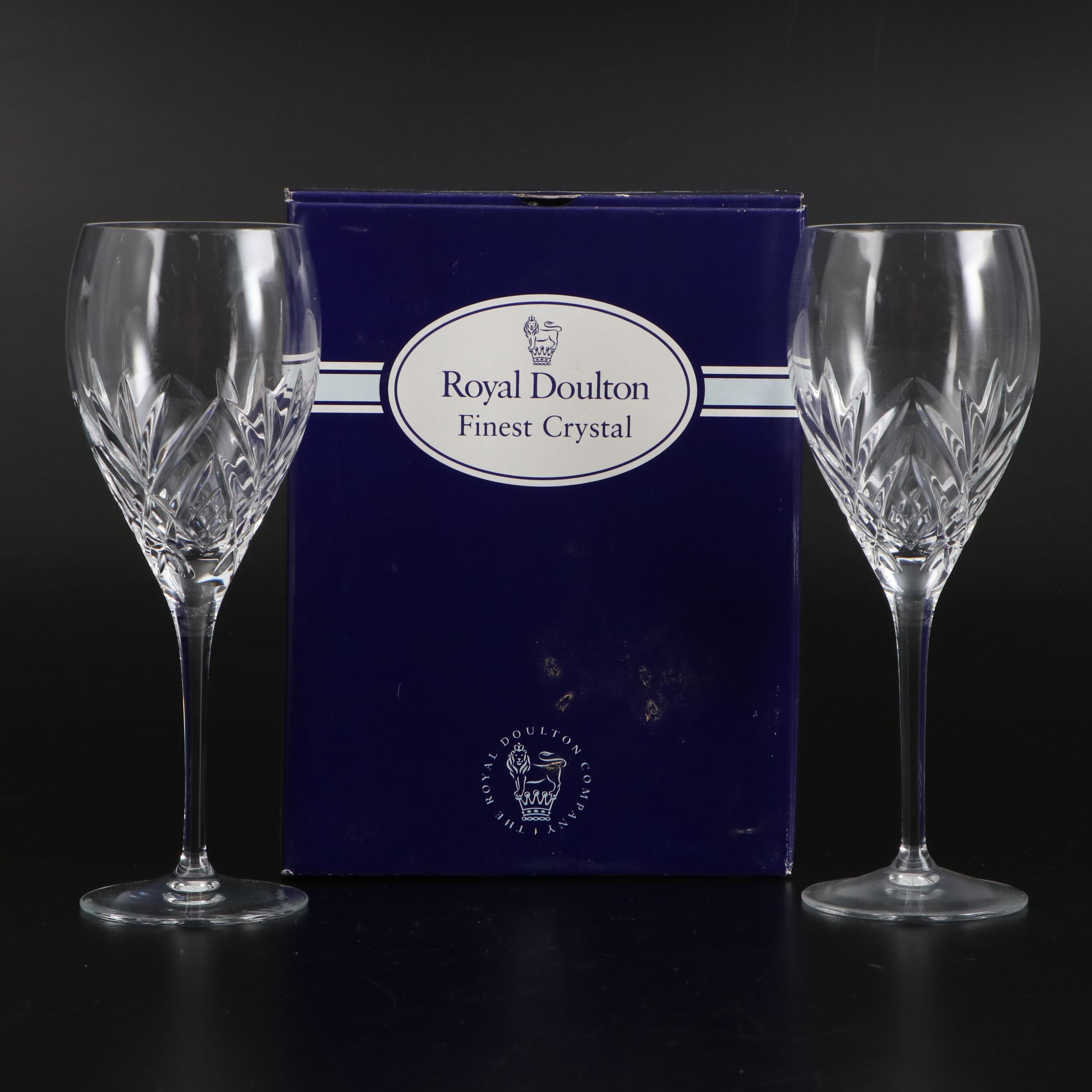 Royal Doulton "Juliette" Crystal Water Goblets and Wine Glasses, 2000-2001