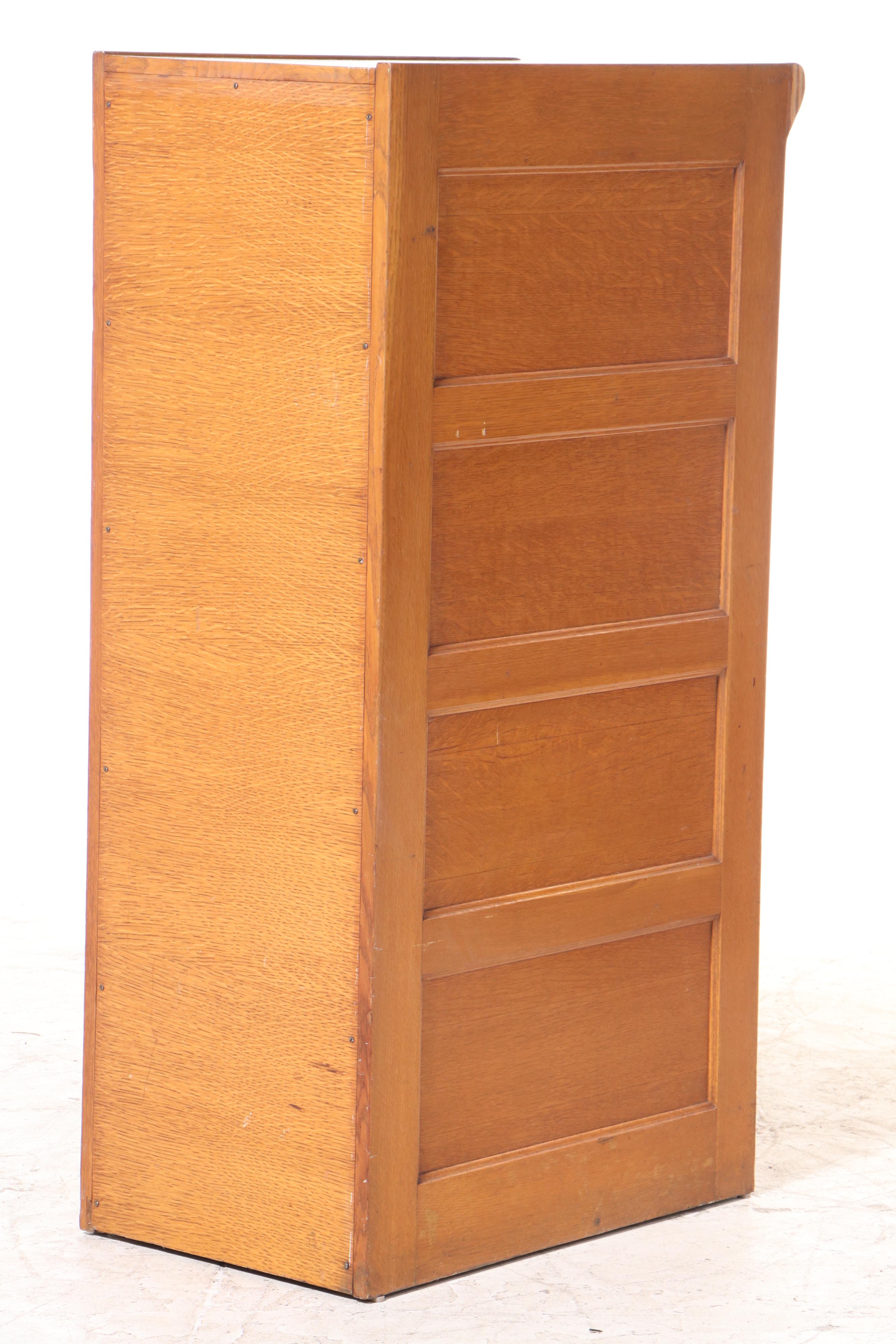 American Quartersawn Oak Four-Drawer File Cabinet, Early to Mid 20th Century
