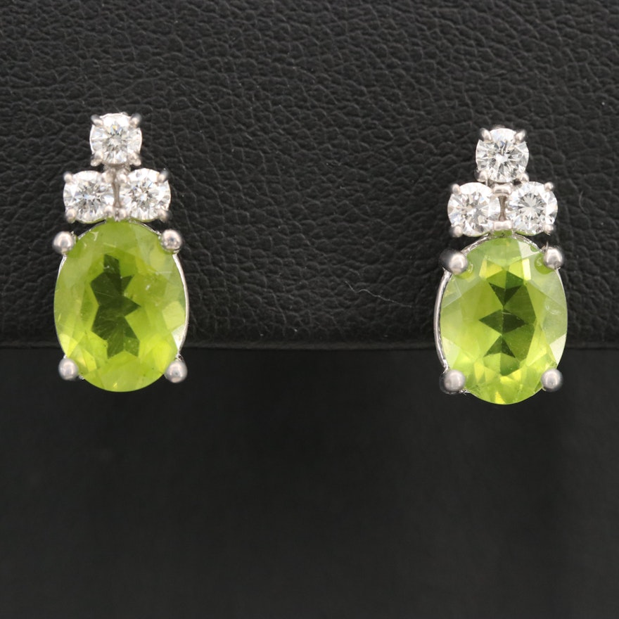 14K Peridot and Diamond Earrings