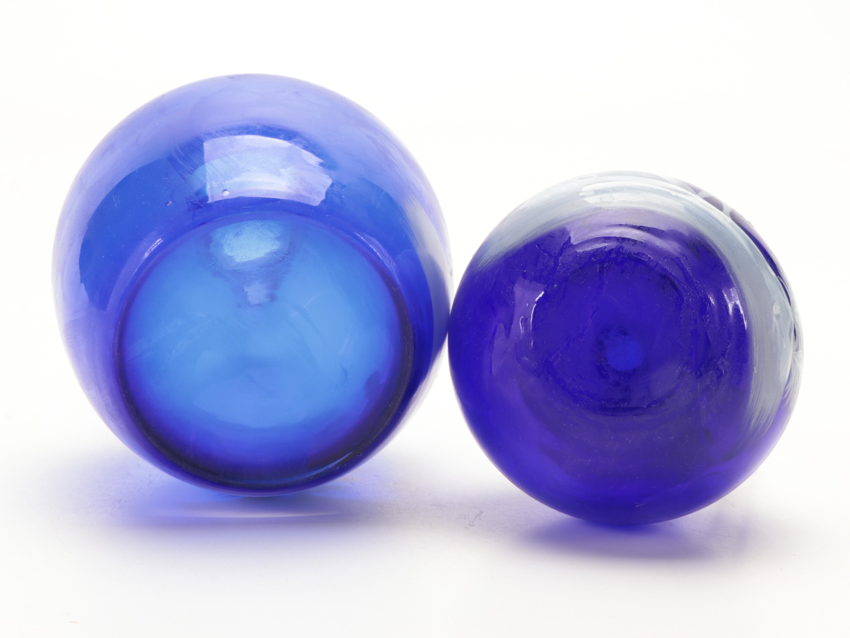 Mary Gregory Quarkmal Design Cobalt Glass Vase, Cruet and Other Tableware