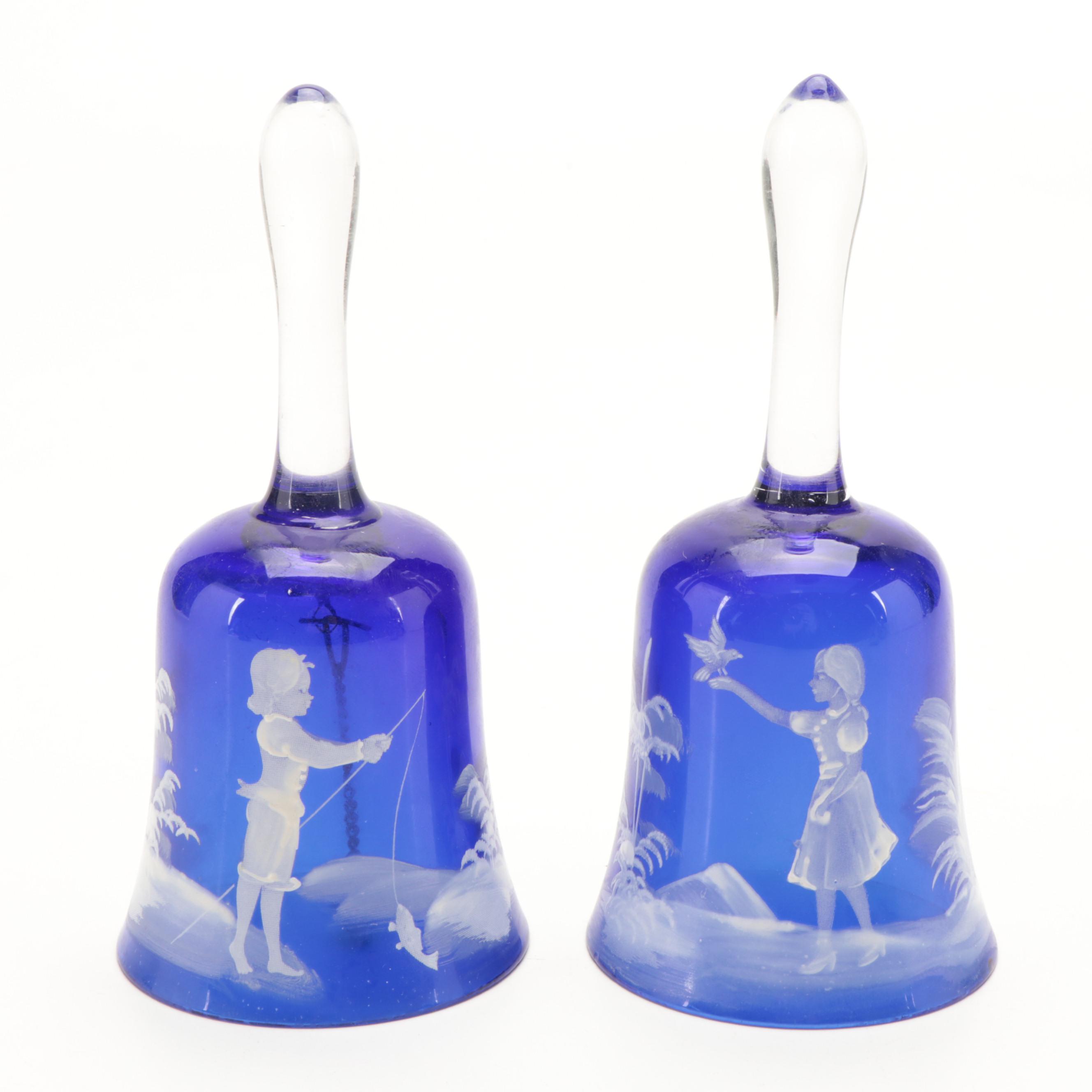 Mary Gregory Quarkmal Design Cobalt Glass Vase, Cruet and Other Tableware