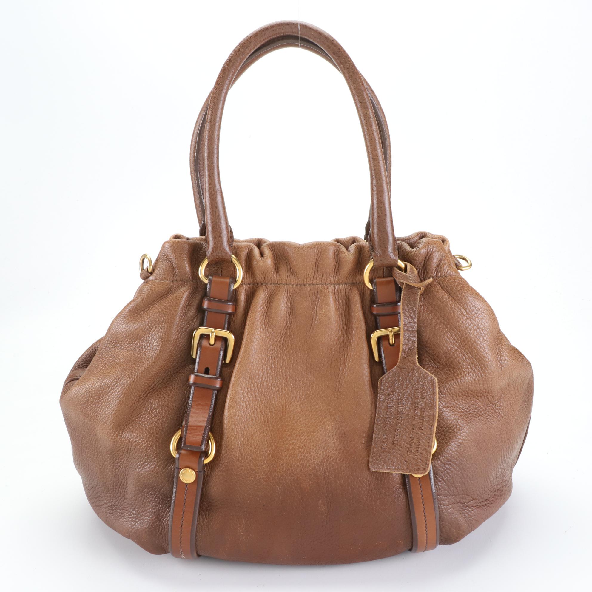 Prada Medium Tote Bag in Brown Gradient Deerskin Leather with Strap