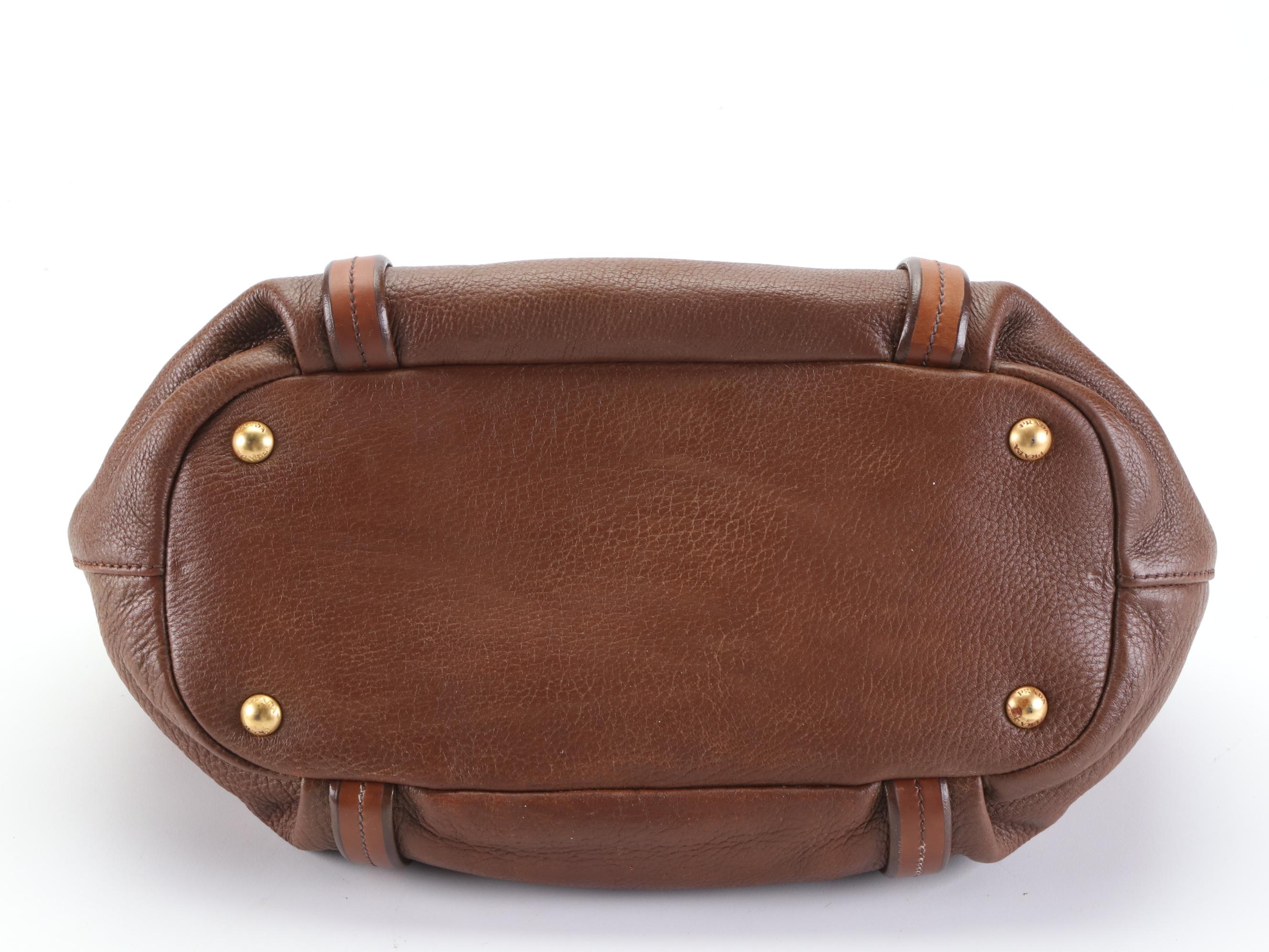 Prada Medium Tote Bag in Brown Gradient Deerskin Leather with Strap