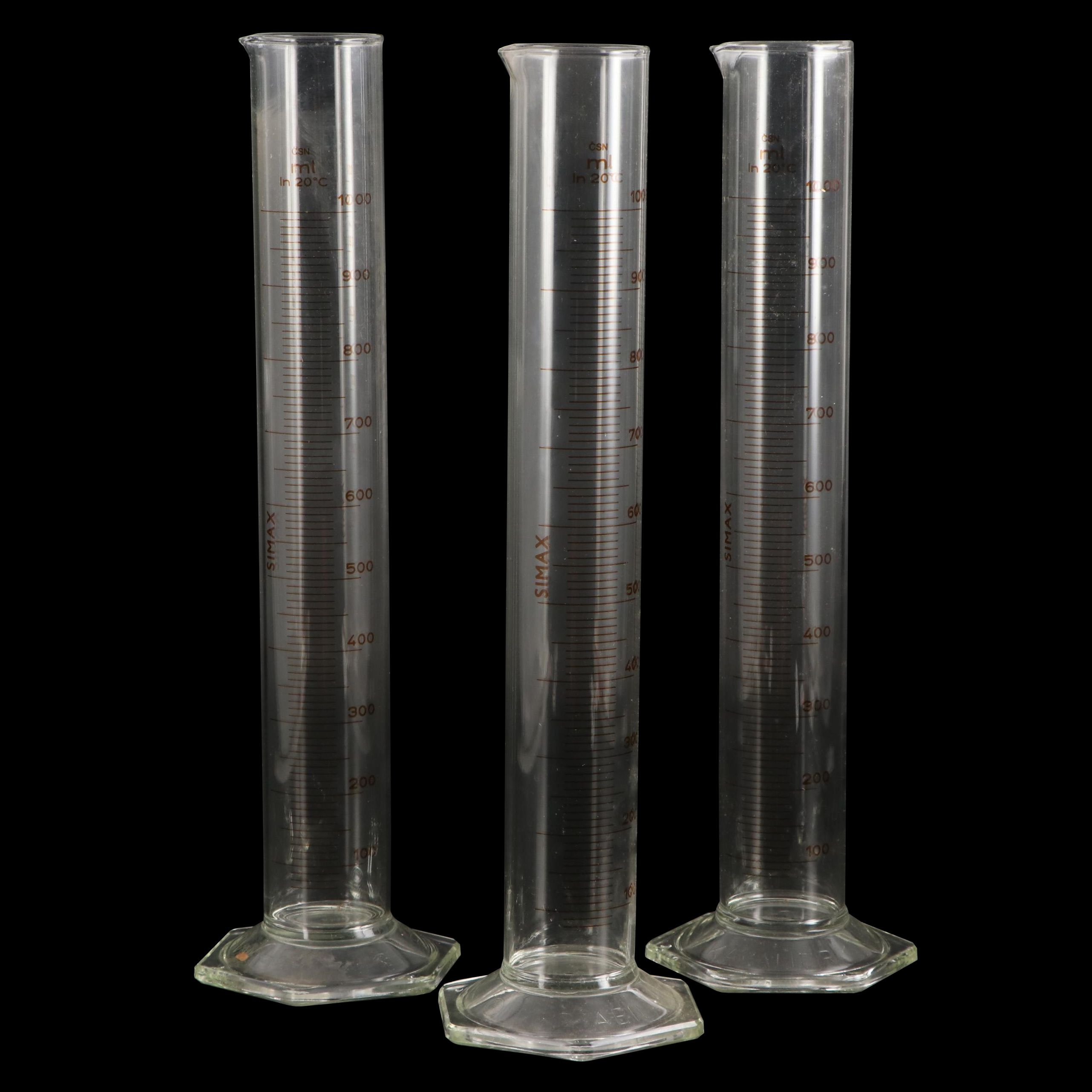 Kavalier Stabil Czech Simax Graduated Glass Lab Cylinders