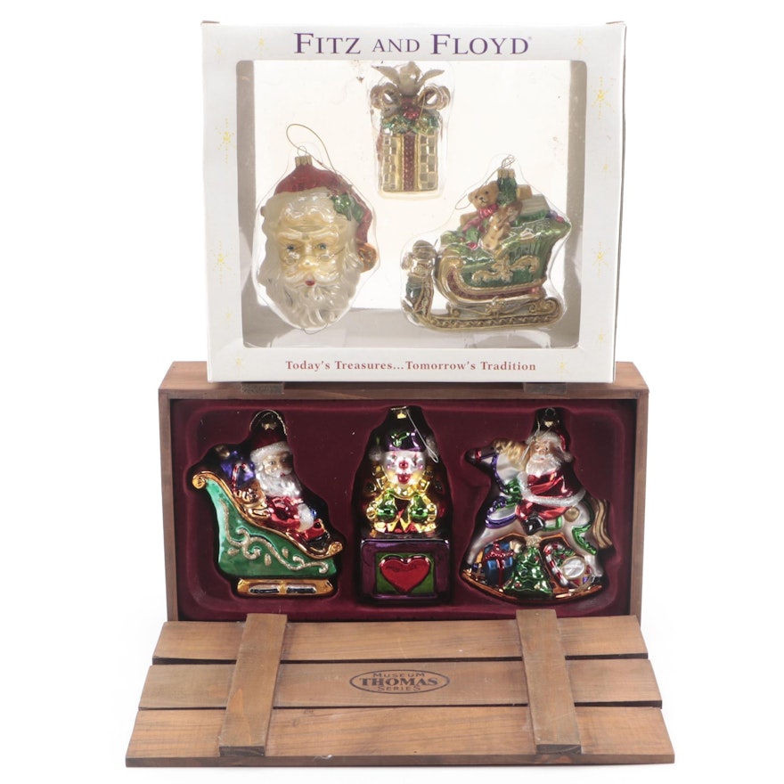 Fitz and Floyd and Thomas Pacconi Museum Series Glass Christmas Ornaments