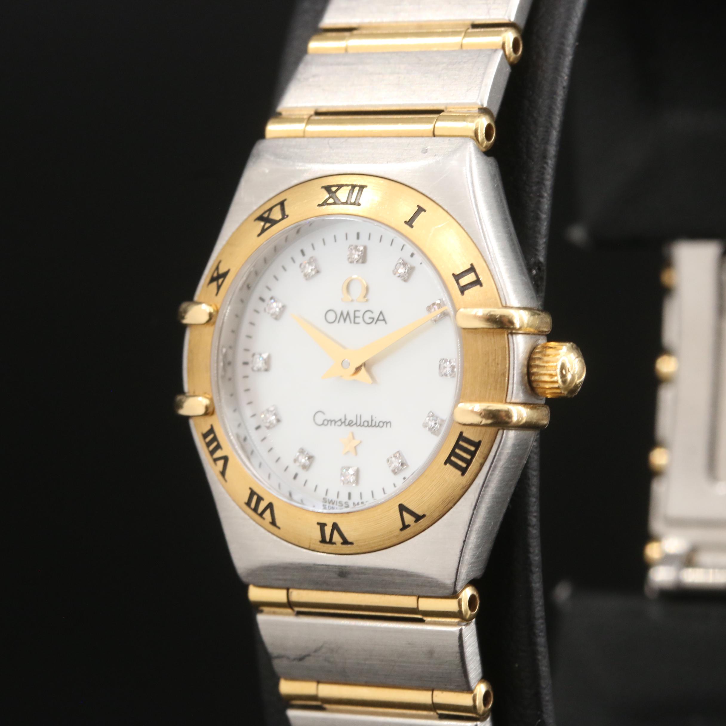 Omega Mother-of-Pearl Factory Diamond Dial Full Bar Bracelet