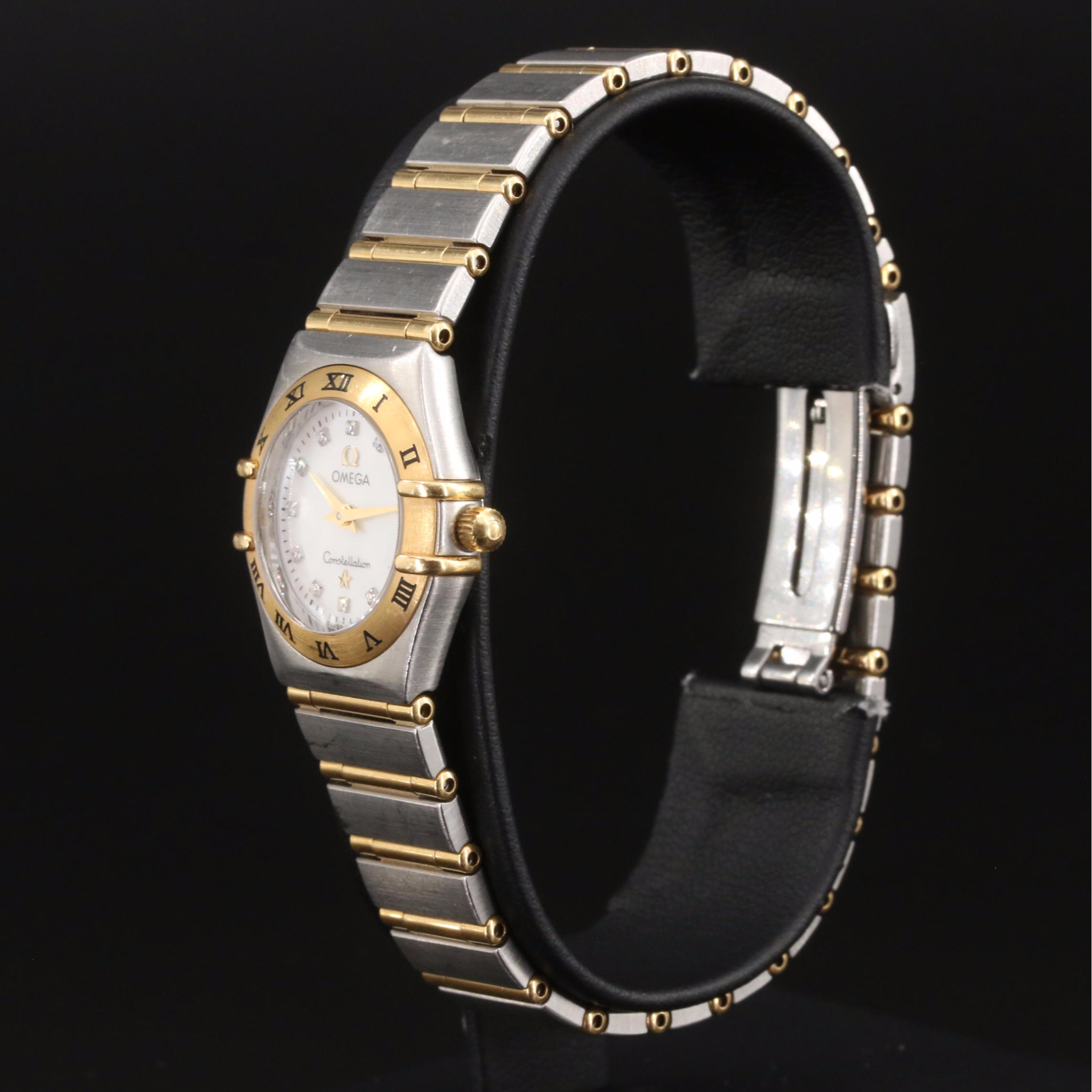 Omega Mother-of-Pearl Factory Diamond Dial Full Bar Bracelet