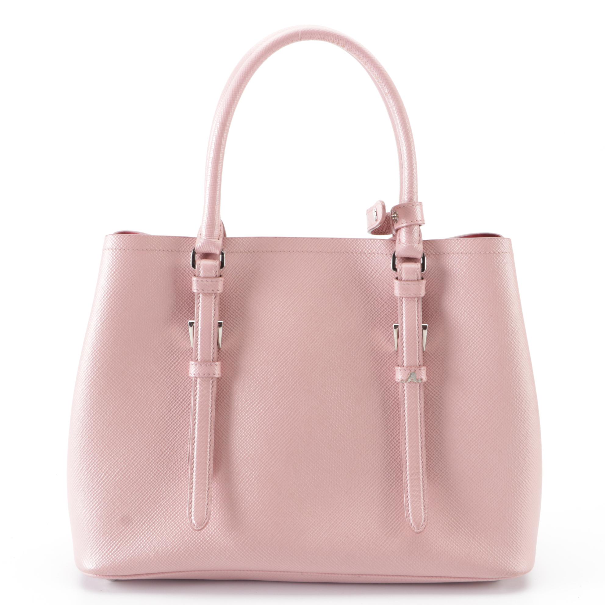 Prada Pink Saffiano Leather Convertible Tote Bag