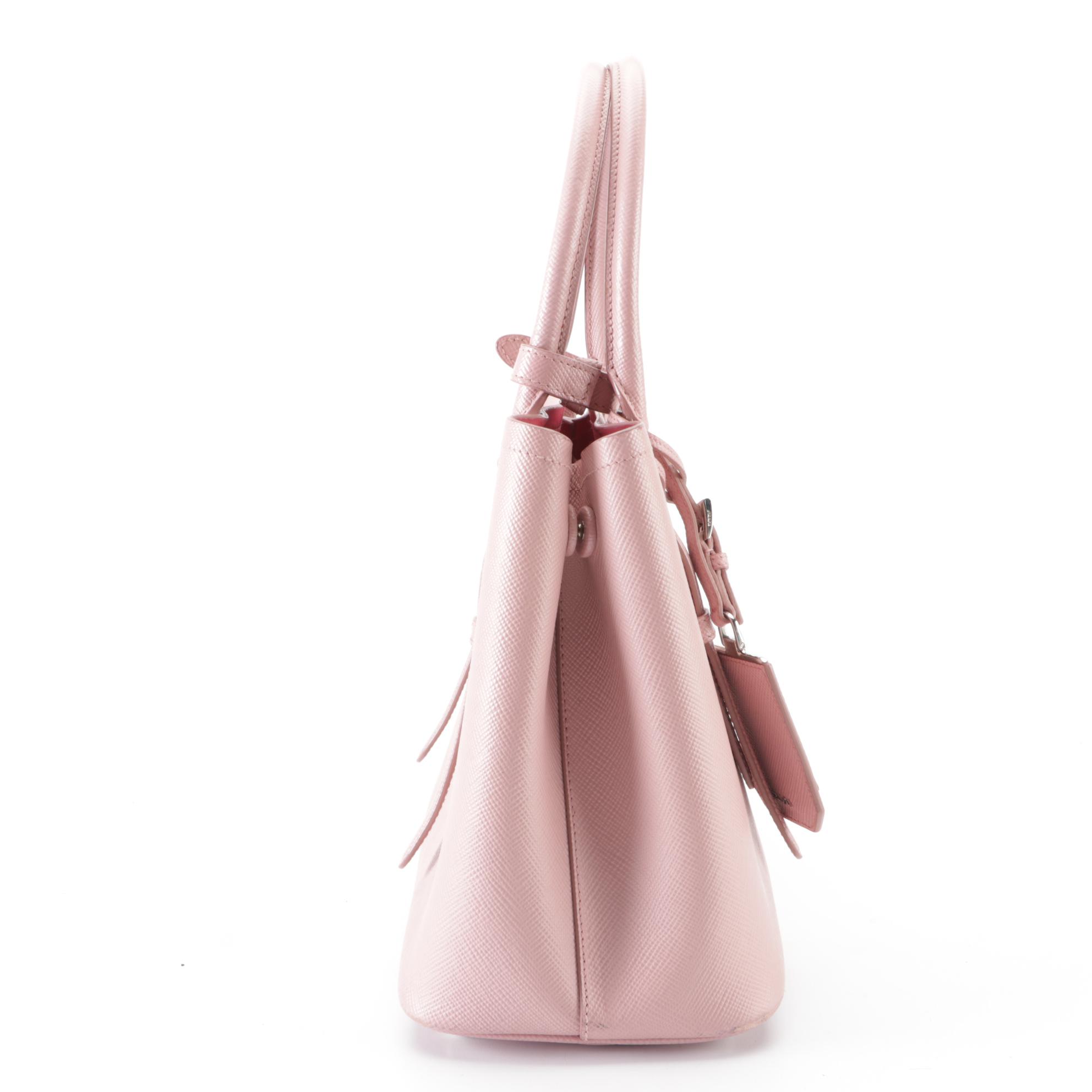 Prada Pink Saffiano Leather Convertible Tote Bag