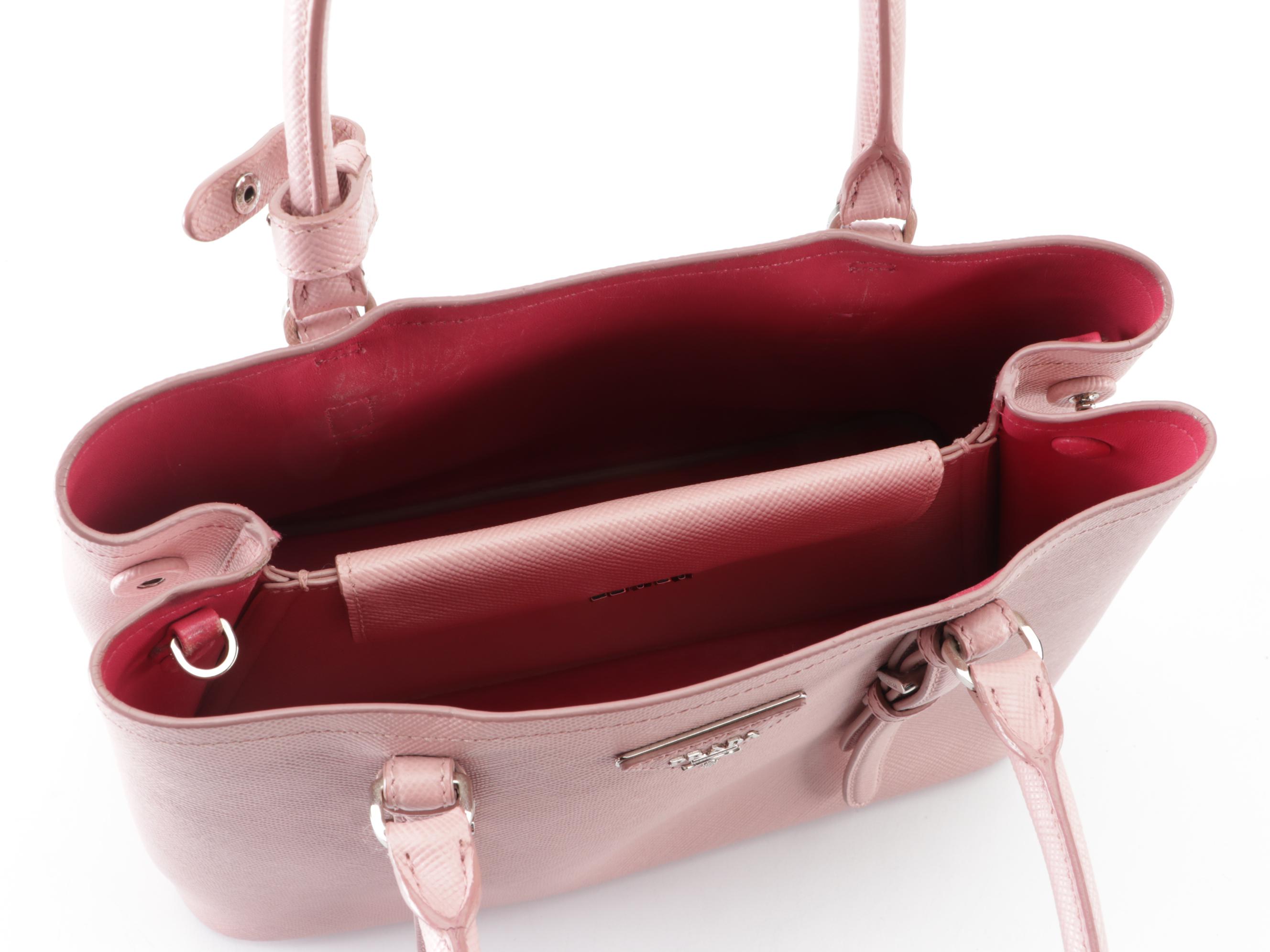 Prada Pink Saffiano Leather Convertible Tote Bag