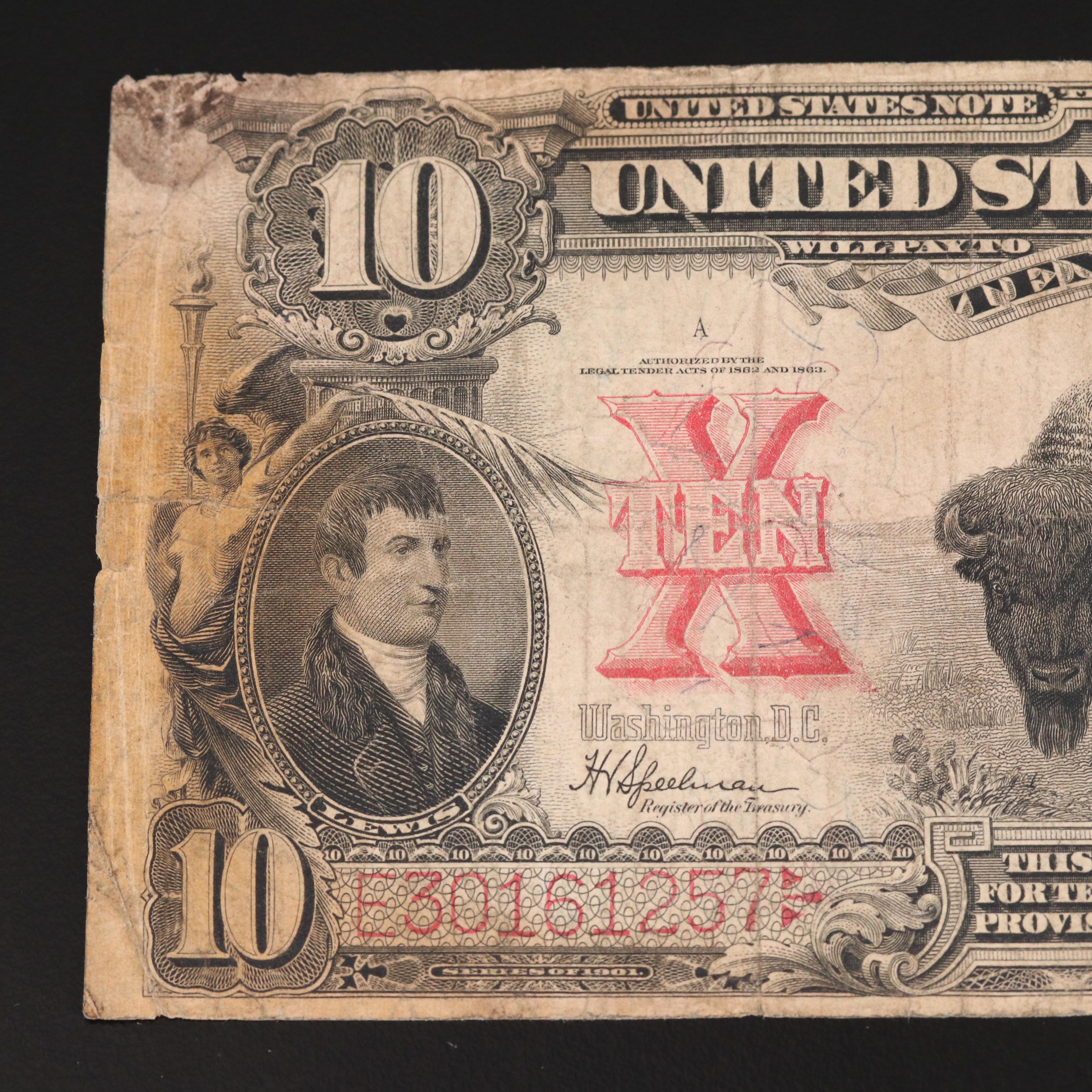 Series of 1901 $10 United States "Bison" Currency Note