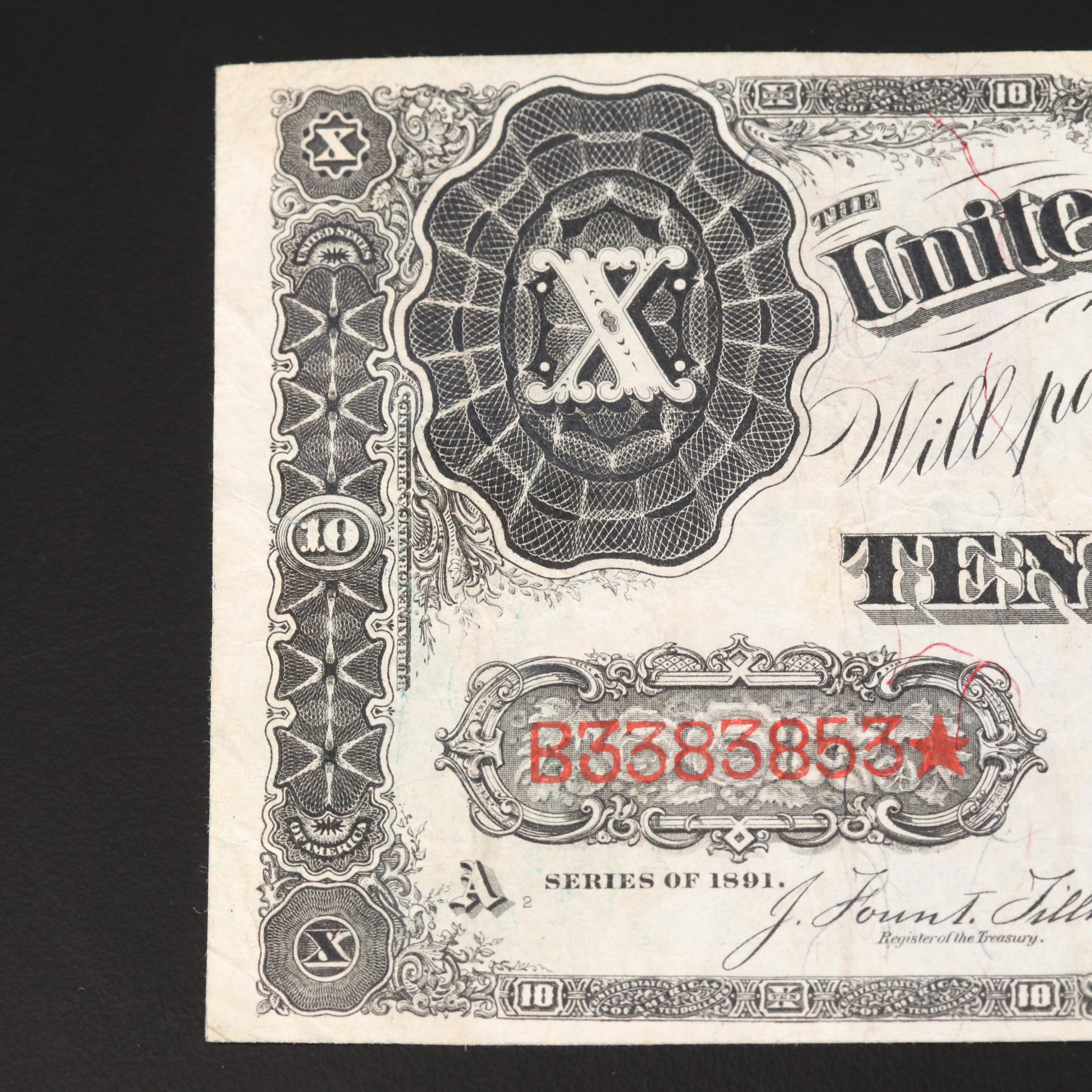 Series of 1891 $10 Treasury Note