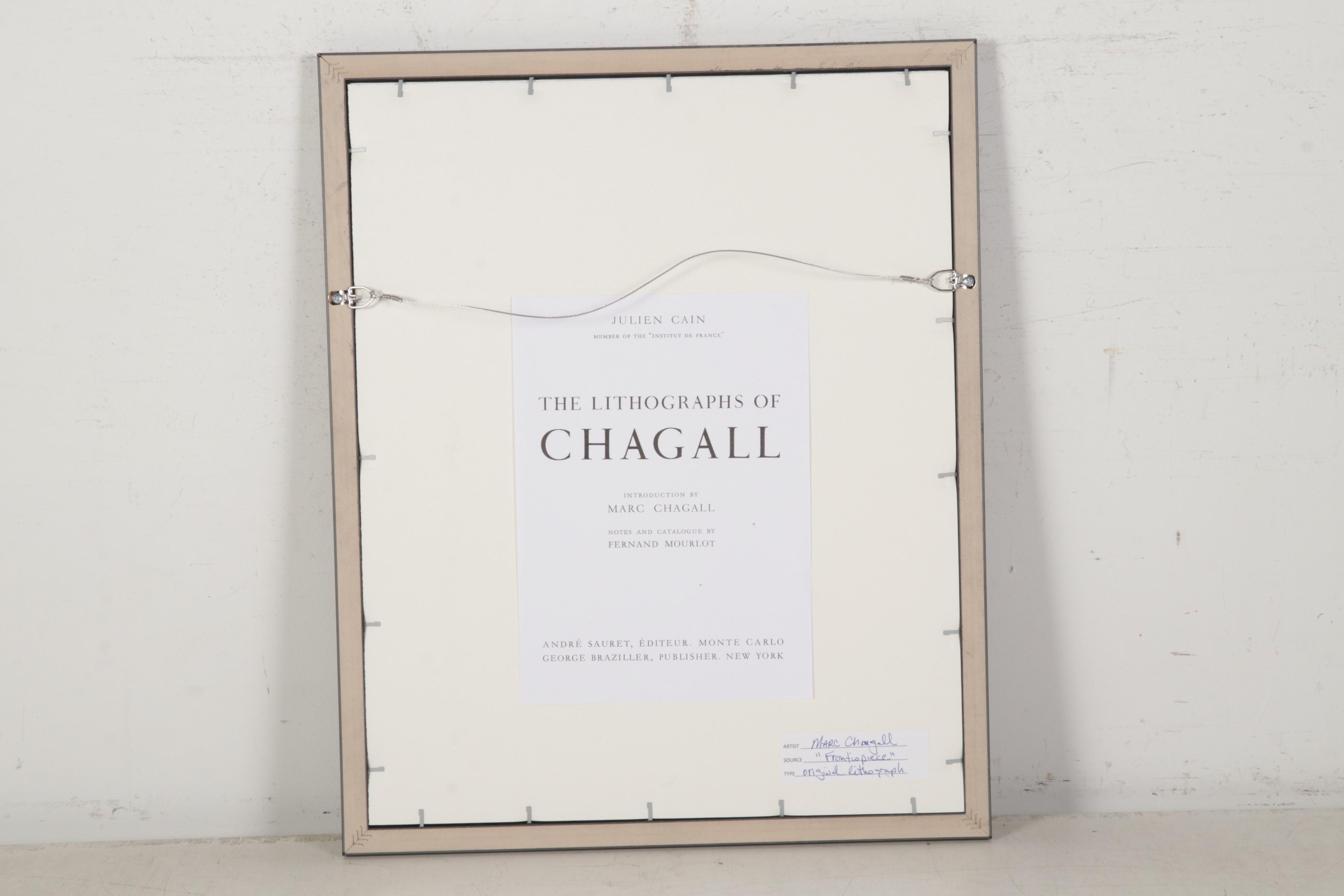 Marc Chagall Lithograph Frontispiece From "The Lithographs of Chagall," 1960