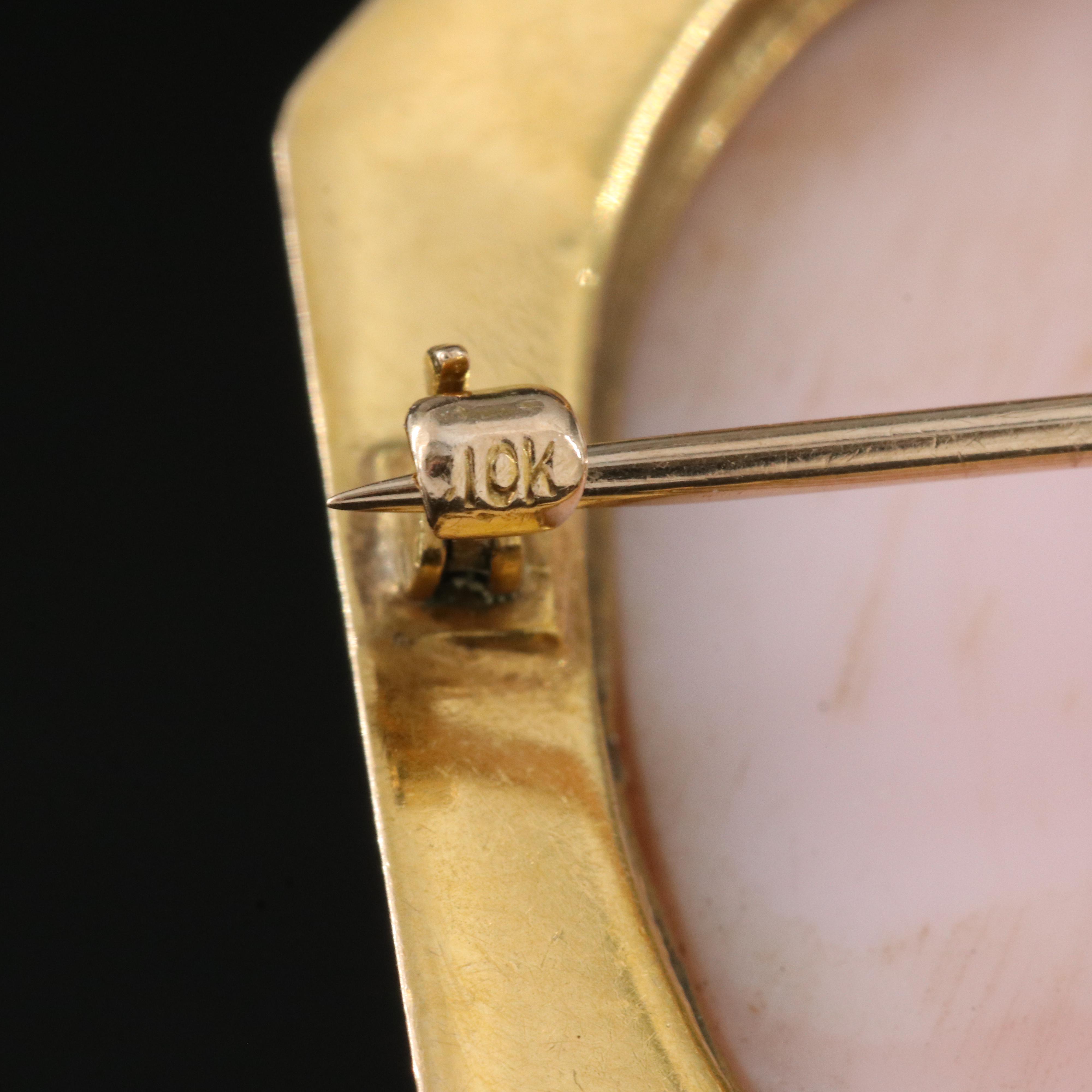 Early 1900s 10K Conch Shell High-Relief Cameo Converter Brooch