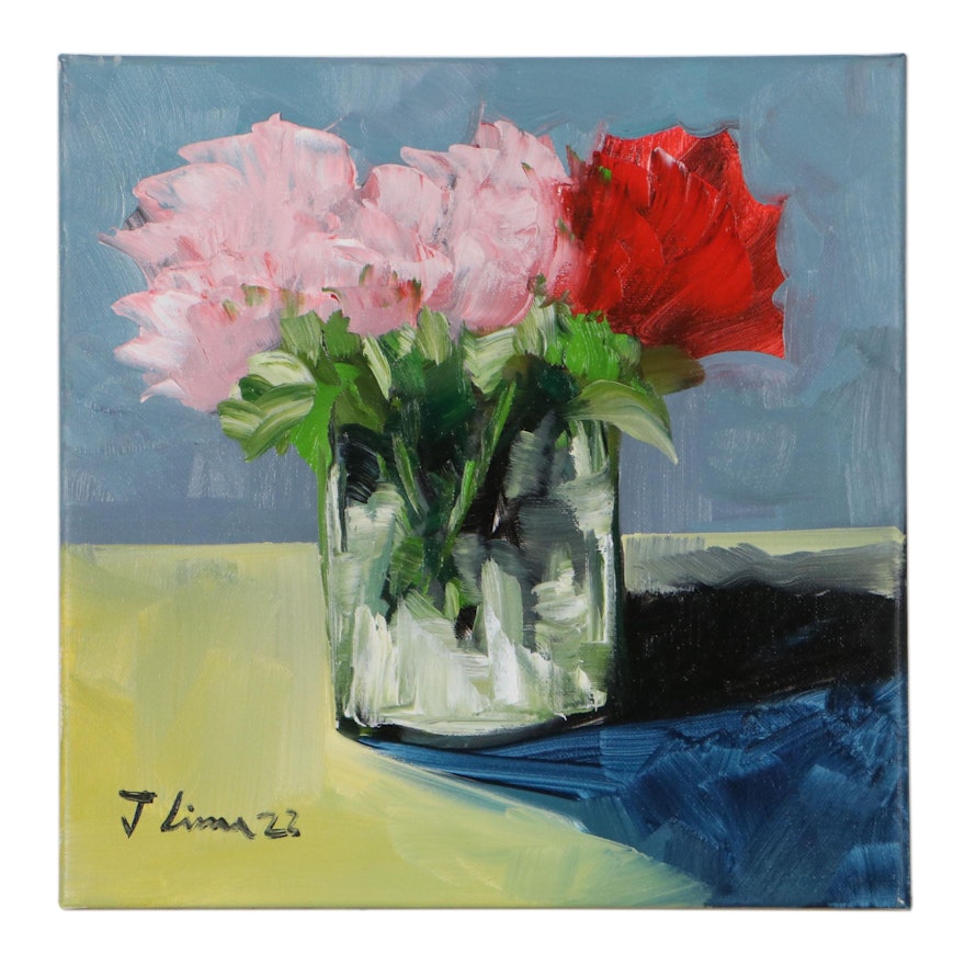 José M. Lima Floral Still Life Oil Painting, 2022