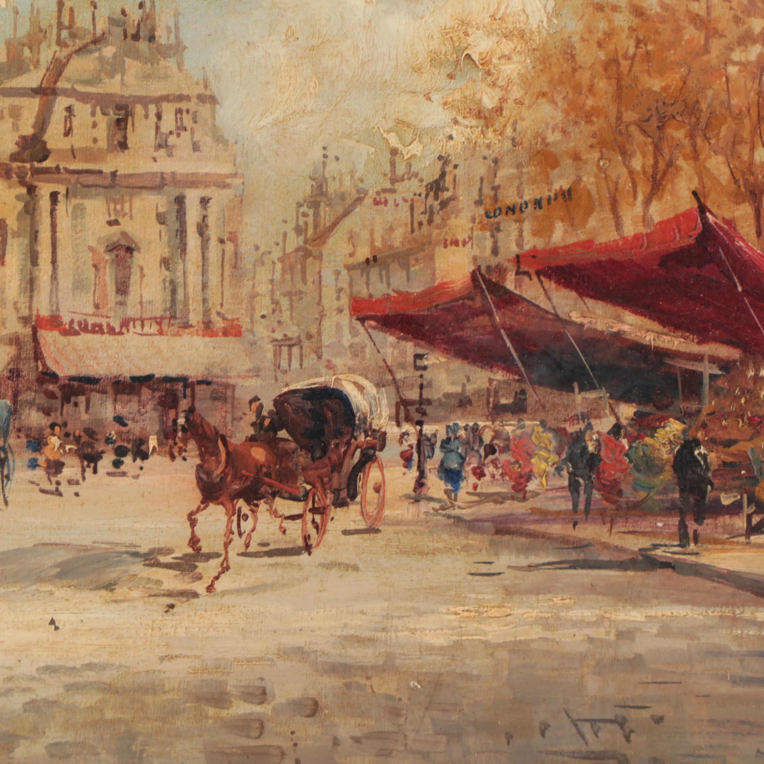 Antonio DeVity Oil Painting of Parisian City Scene