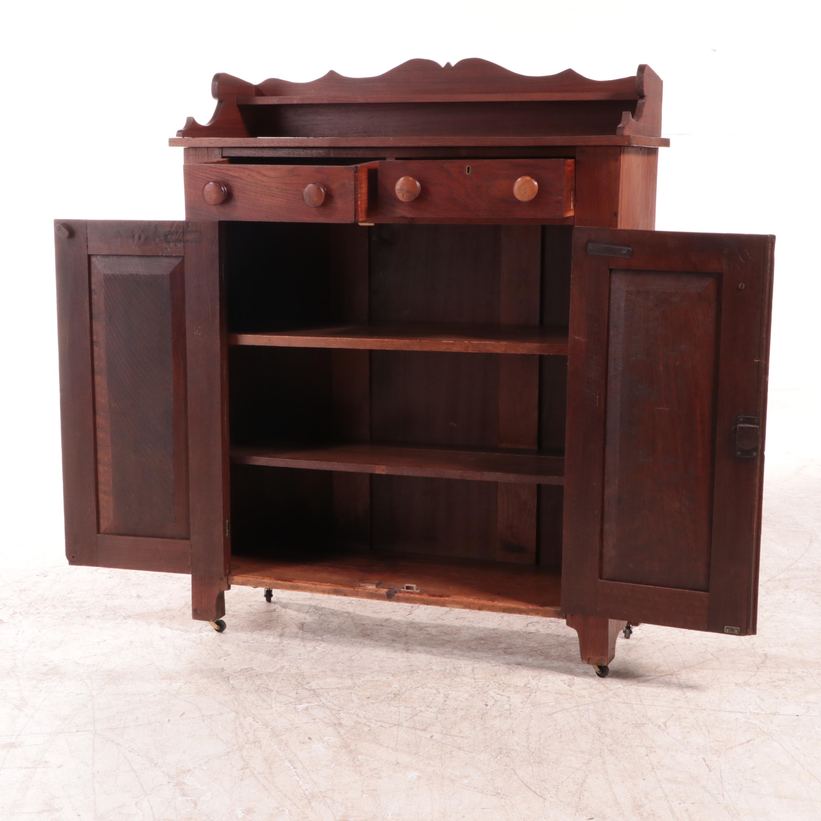 American Primitive Walnut Jelly Cupboard, Mid to Late 19th Century