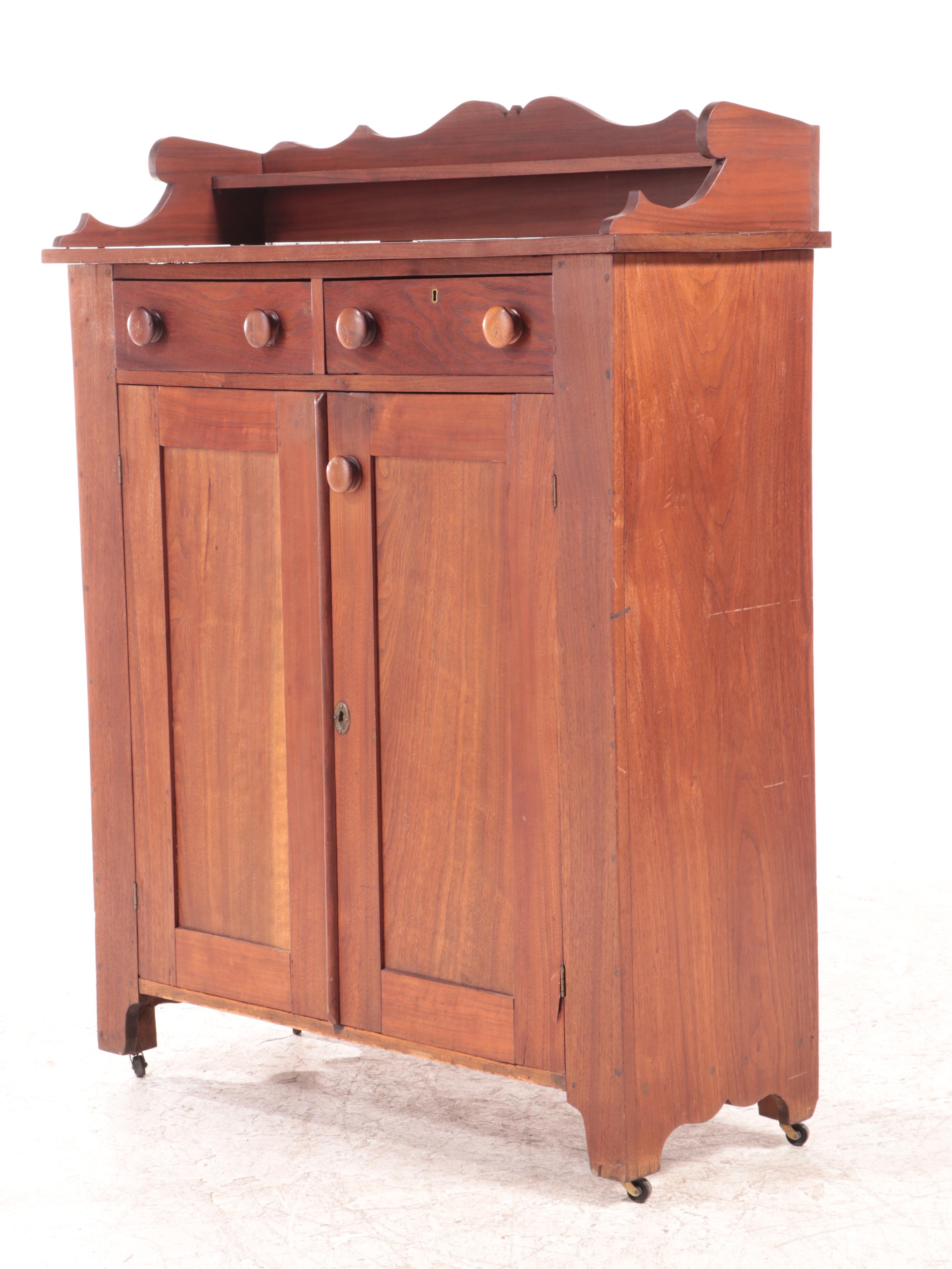 American Primitive Walnut Jelly Cupboard, Mid to Late 19th Century