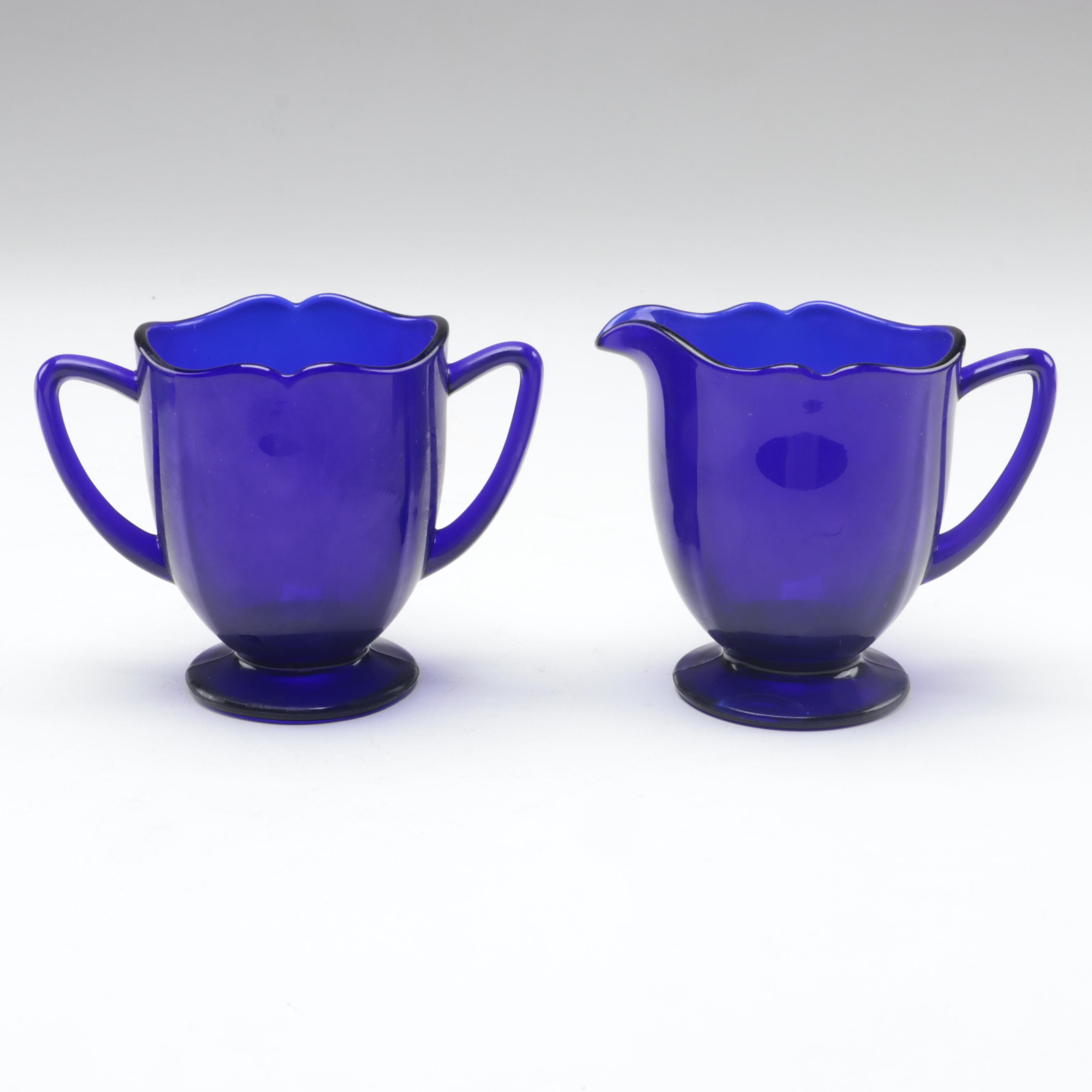 Hazel Atlas Cobalt Blue Glass Shakers with Other Cobalt Blue Glass Tableware